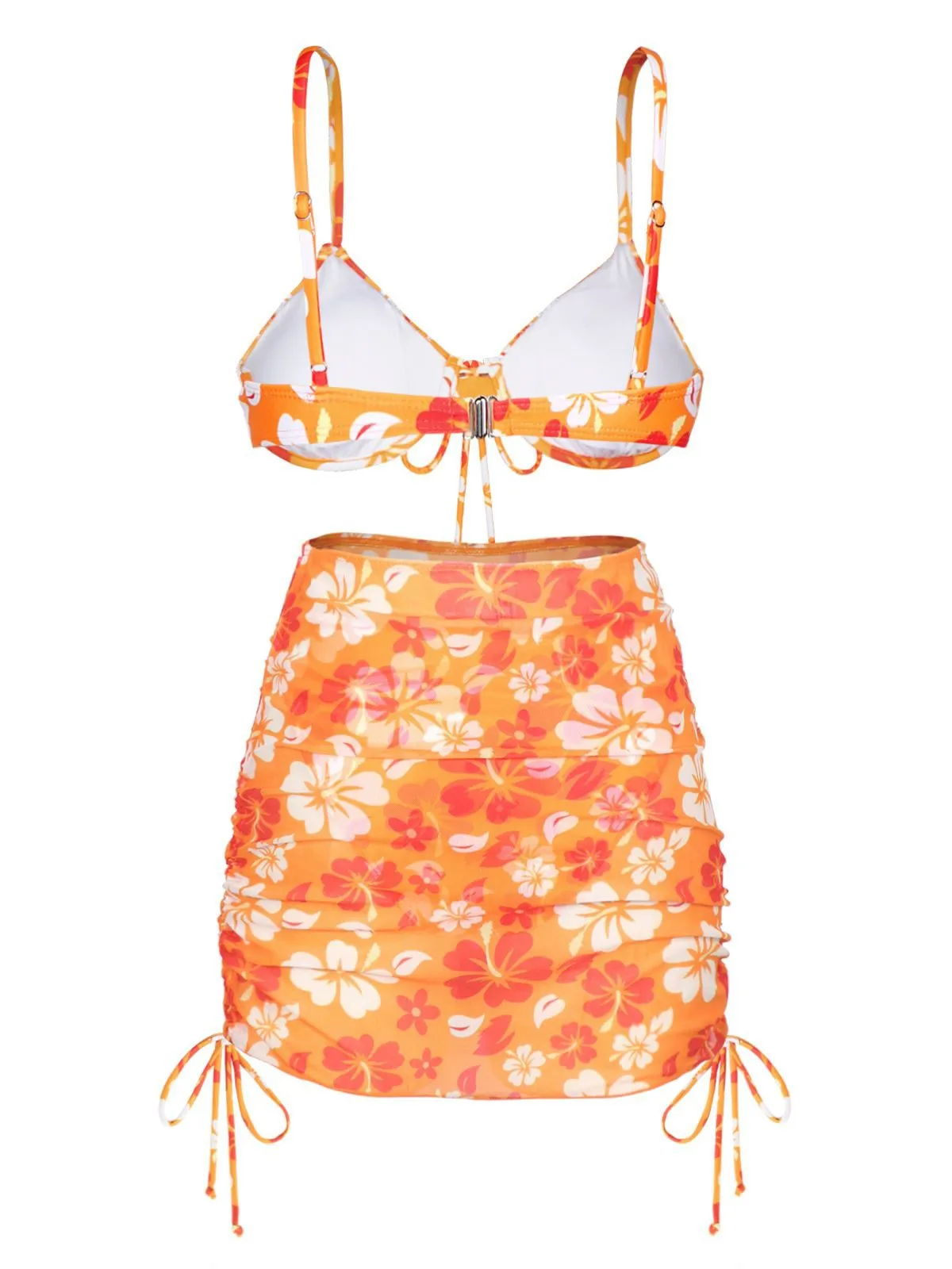 Orange 1950s Silhouette Floral Straps Skirt Bikini sold by Retro Stage product image thumbnail 3