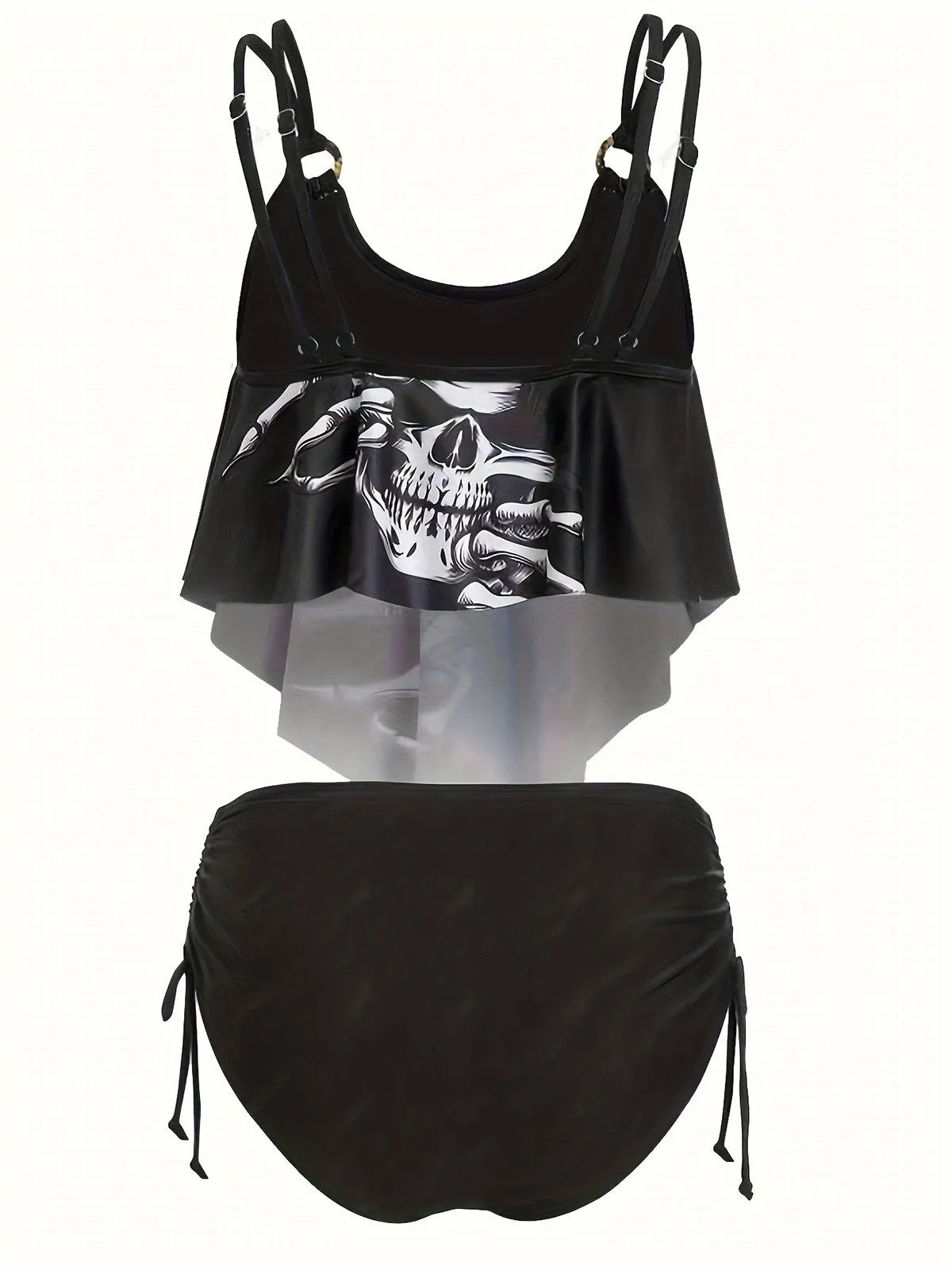 1980s Gothic Skull Bow Ruffle Swimsuit sold by Retro Stage product image thumbnail 4