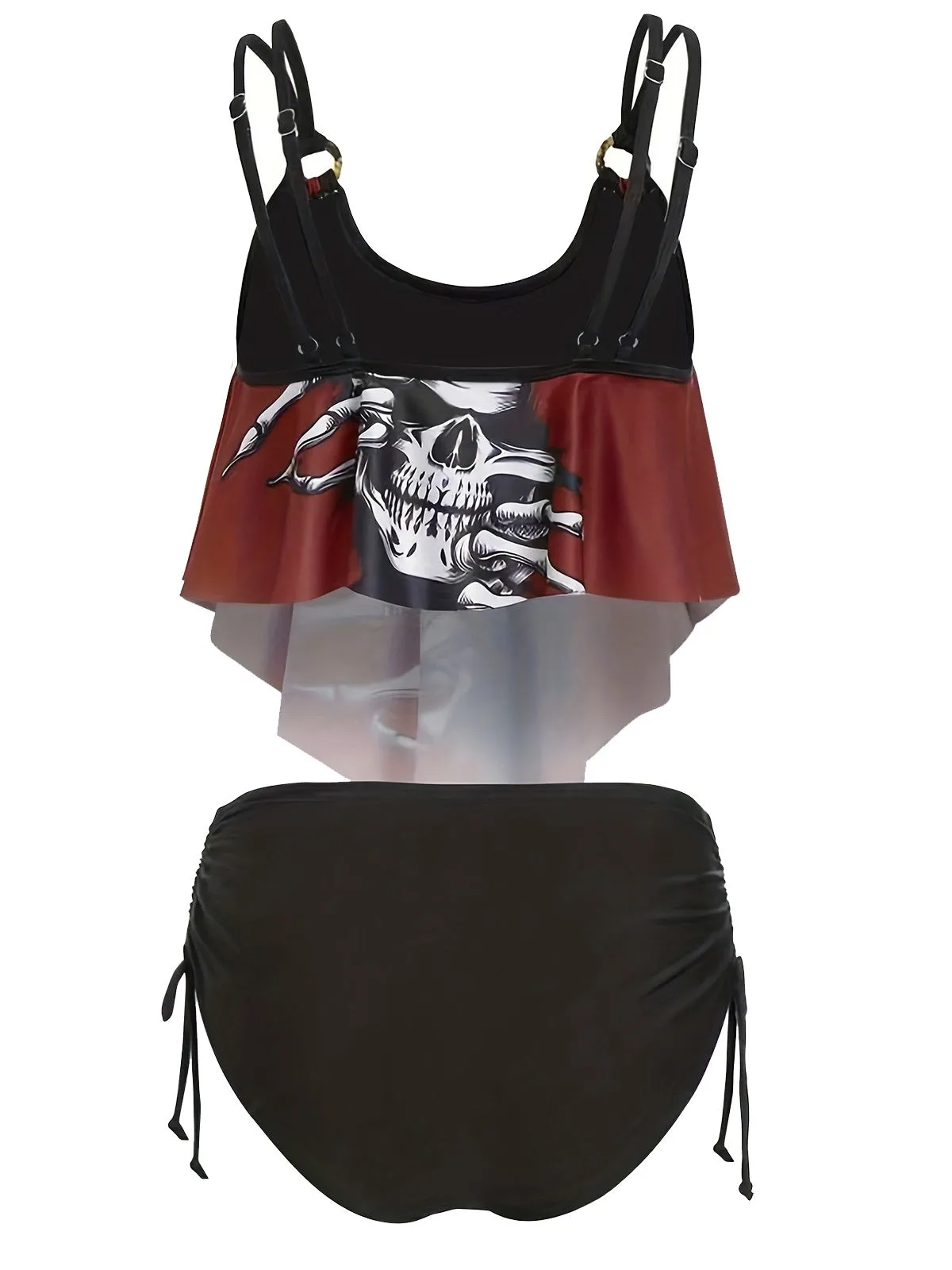 1980s Gothic Skull Bow Ruffle Swimsuit sold by Retro Stage product image thumbnail 2