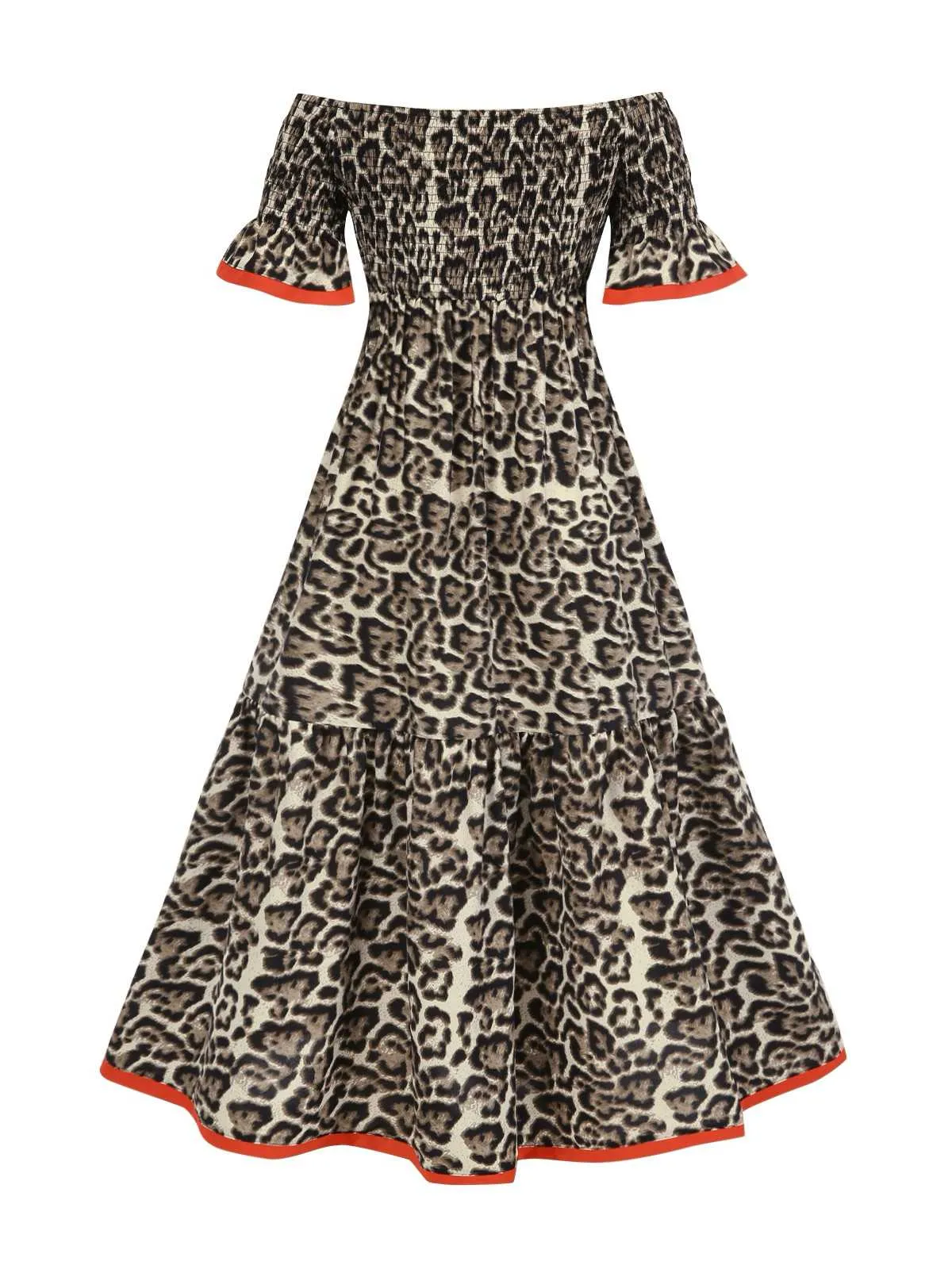 1970s Off-Shoulder Flare Sleeve Leopard Dress sold by Retro Stage product image thumbnail 2