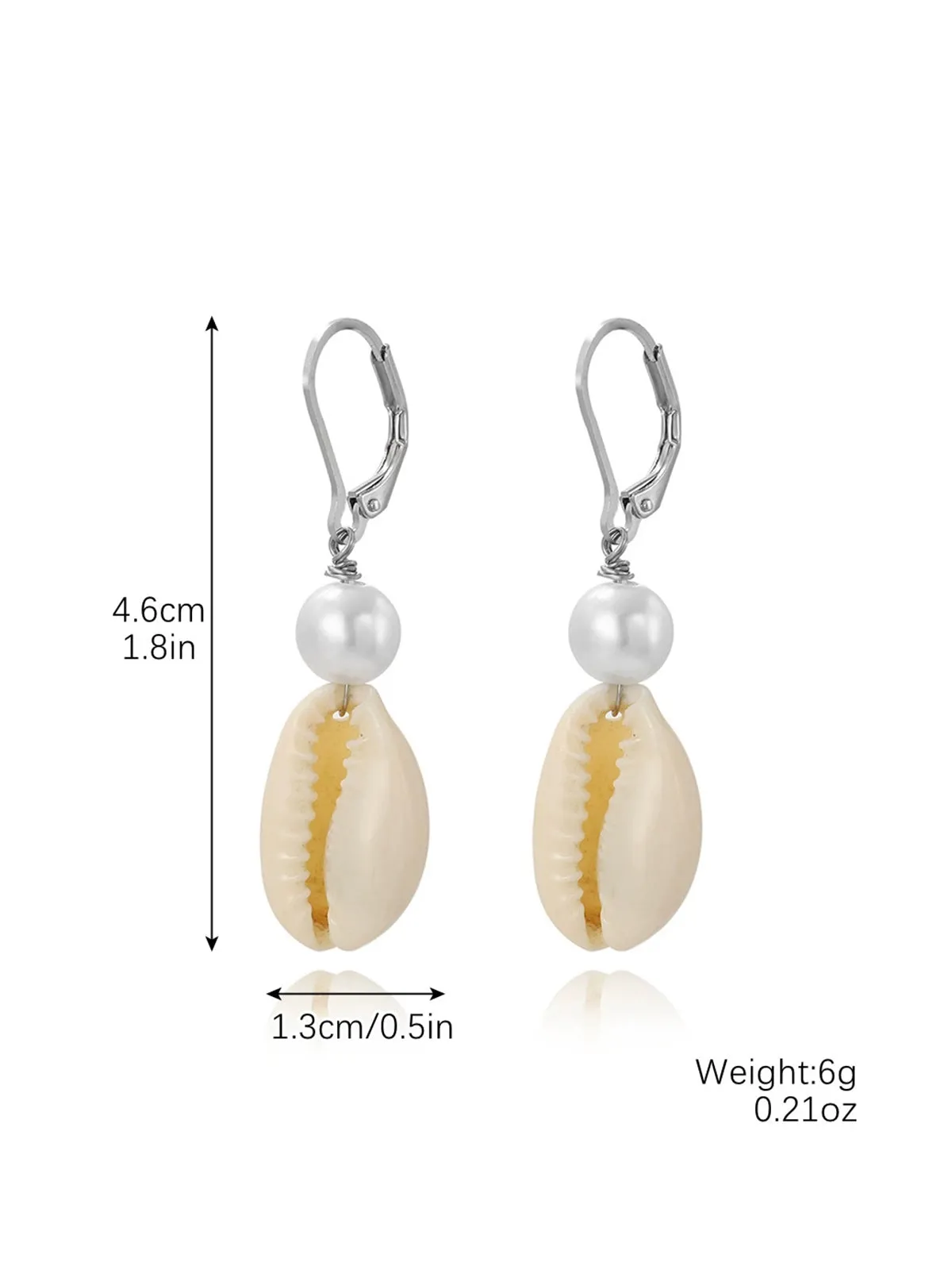 Pearl Mermaid Tail Seashell Dangle Earrings sold by Retro Stage product image thumbnail 4