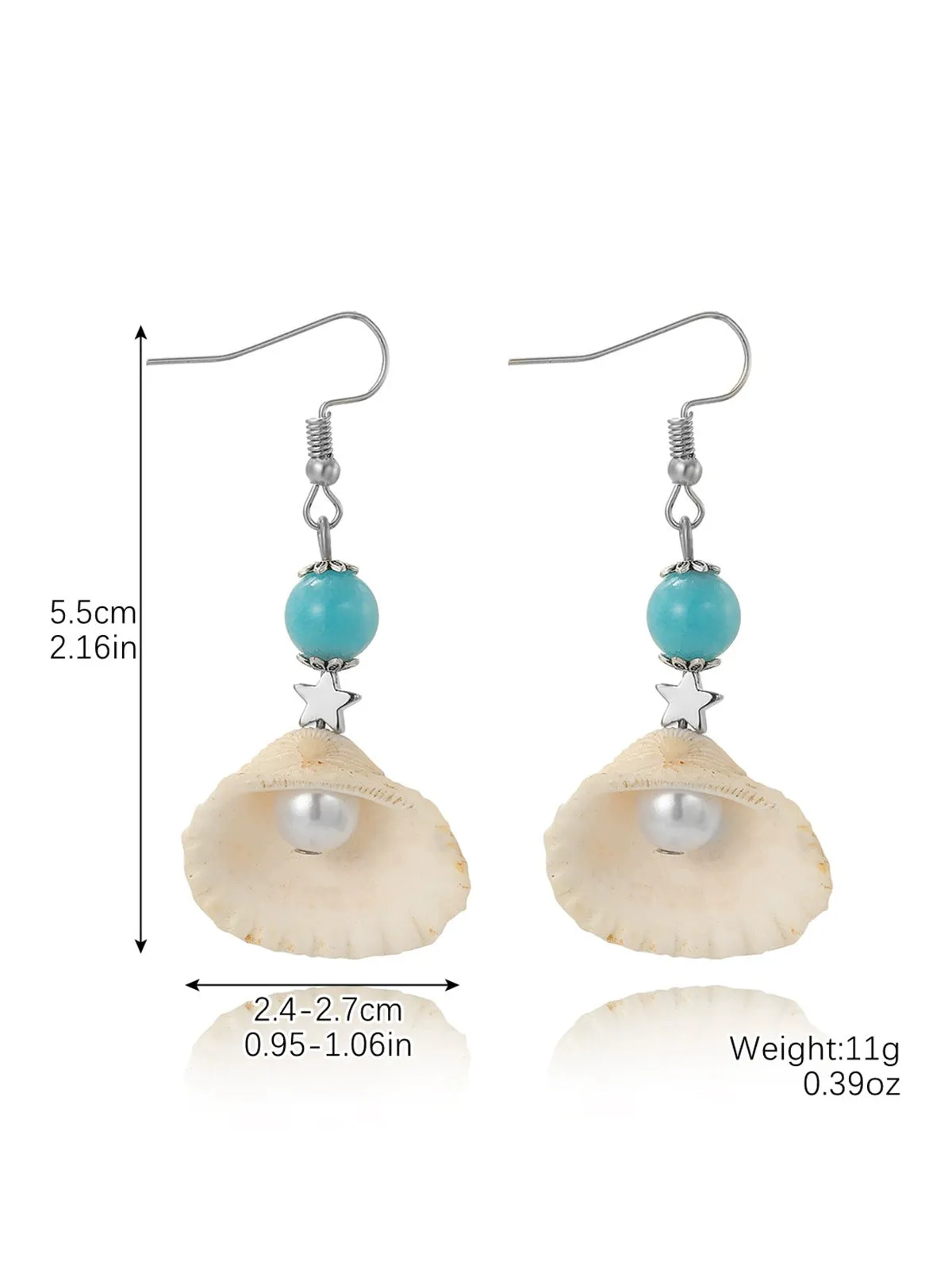 Pearl Mermaid Tail Seashell Dangle Earrings sold by Retro Stage product image thumbnail 5