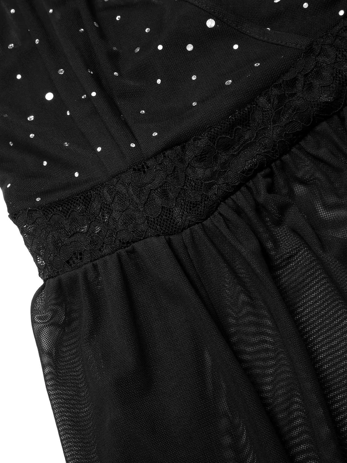 Black 1940s Sparkling Mesh Back Cross Straps Nightgown sold by Retro Stage product image thumbnail 3