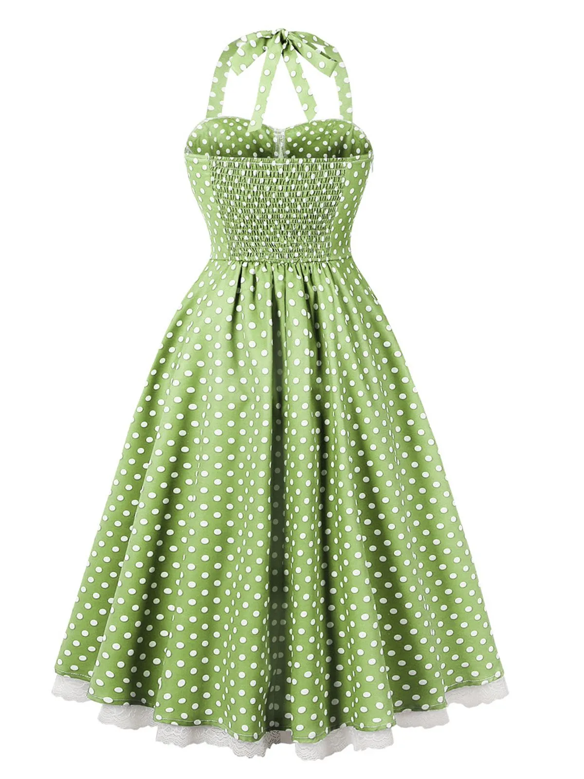 1950s Halter Lace Patchwork Polka Dots Dress sold by Retro Stage product image thumbnail 2