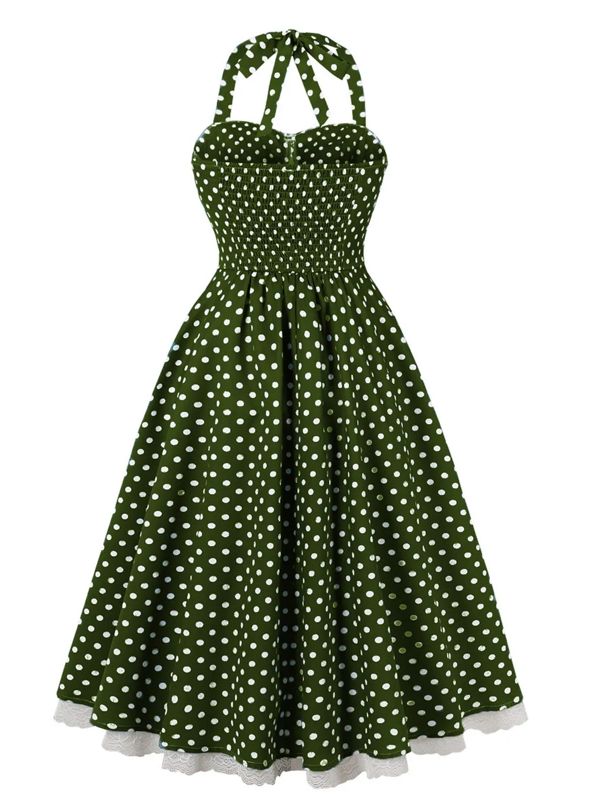 1950s Halter Lace Patchwork Polka Dots Dress sold by Retro Stage product image thumbnail 5