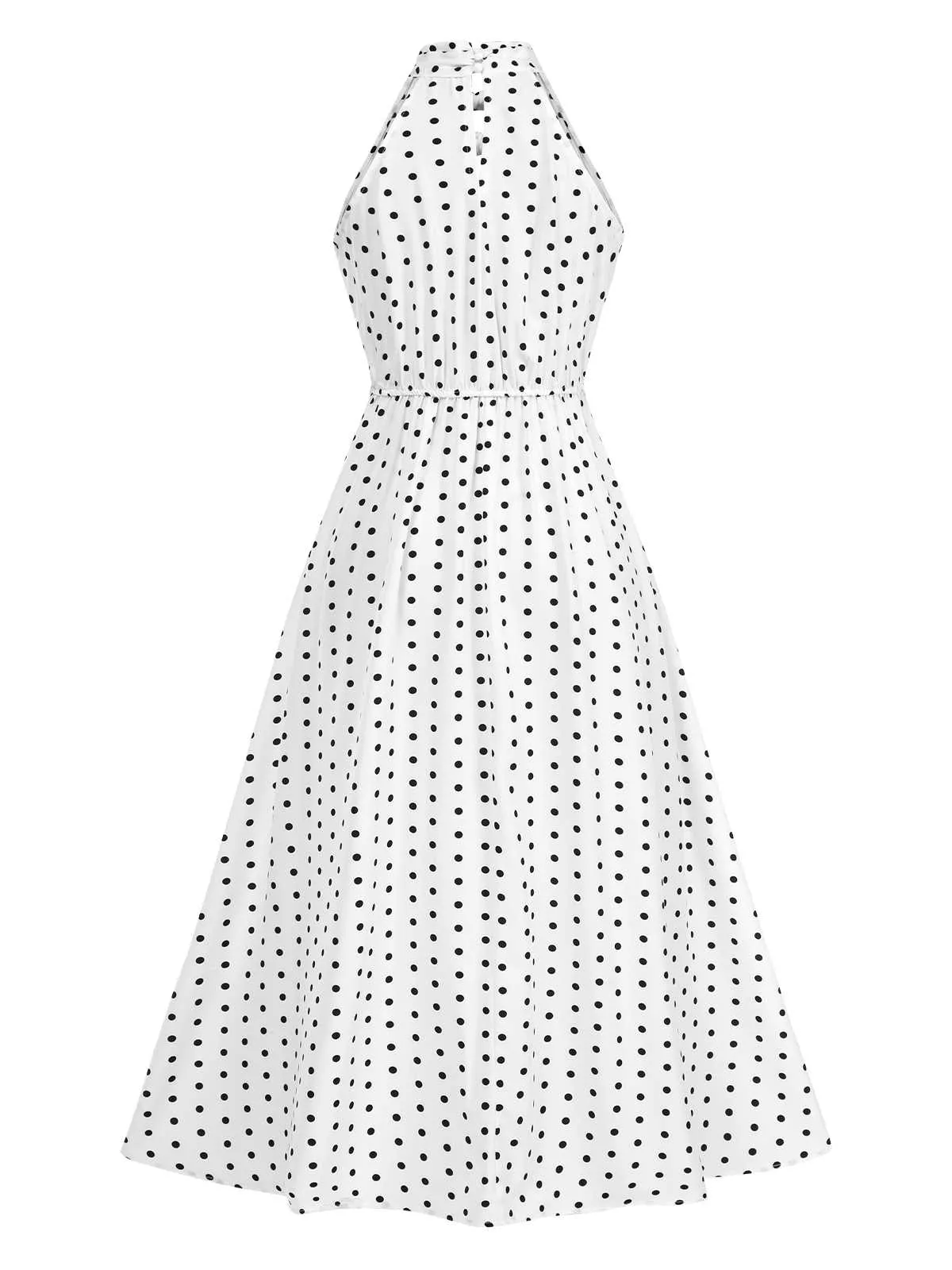 White 1950s Halter Polka Dots Bow Dress sold by Retro Stage product image thumbnail 2