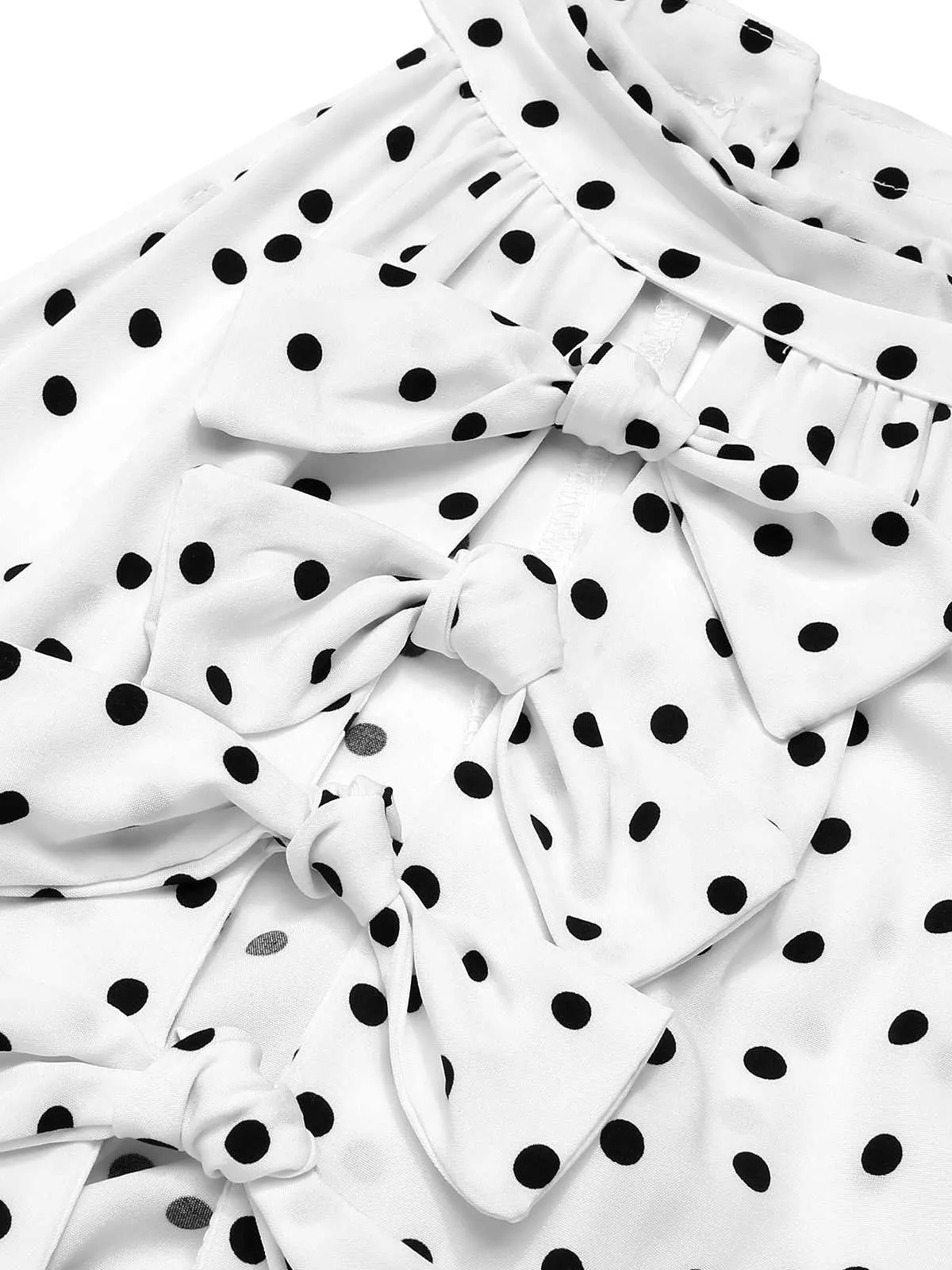 White 1950s Halter Polka Dots Bow Dress sold by Retro Stage product image thumbnail 3