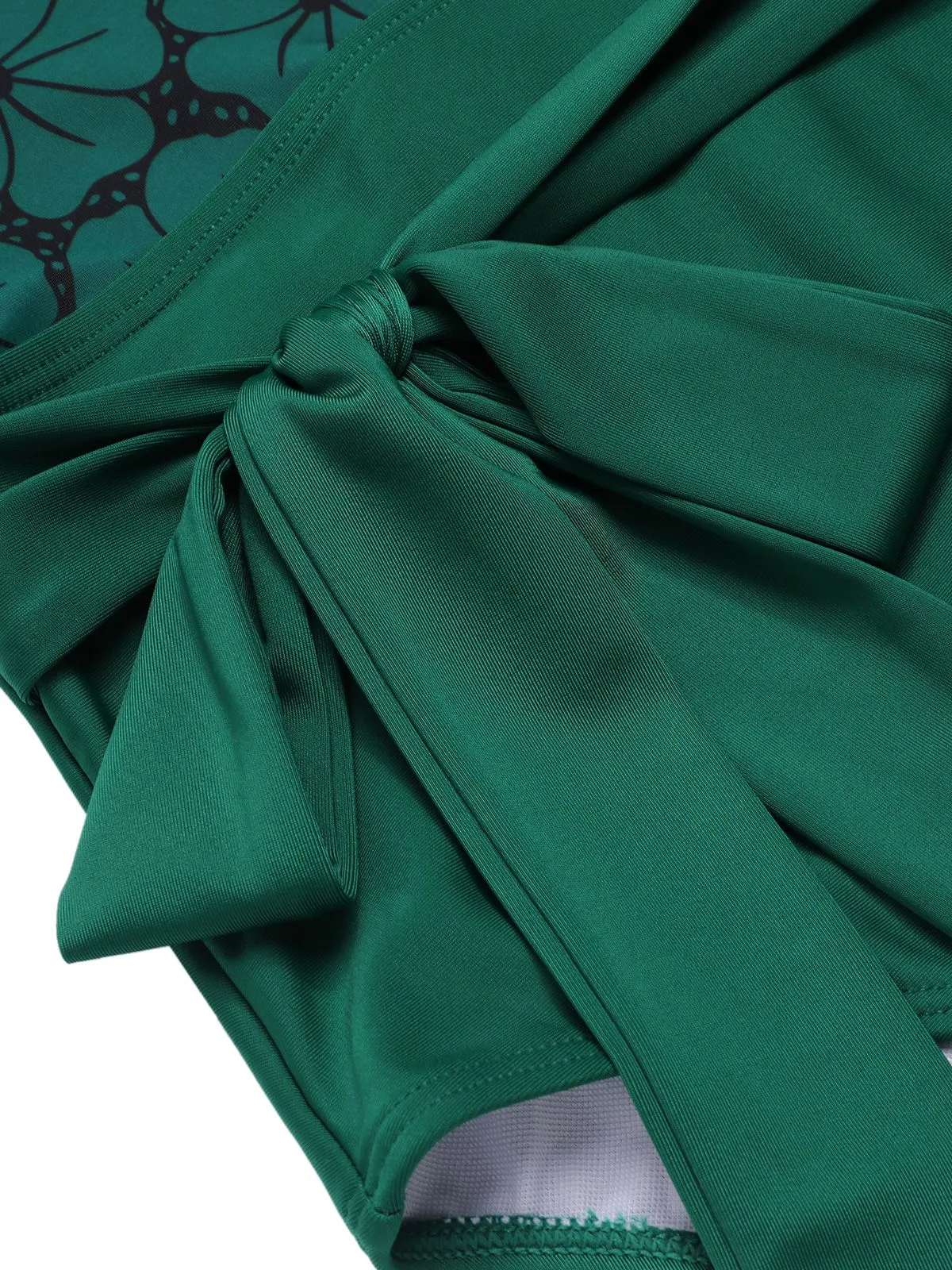 Green 1940s Floral Deep V-Neck Halter Swimsuit sold by Retro Stage product image thumbnail 4