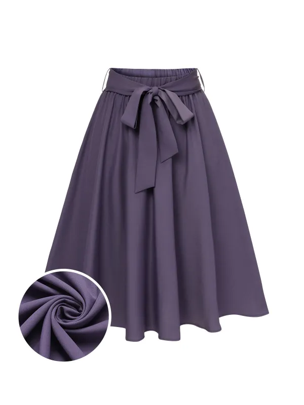 Purple 1940s Solid Skirt with Belt sold by Retro Stage