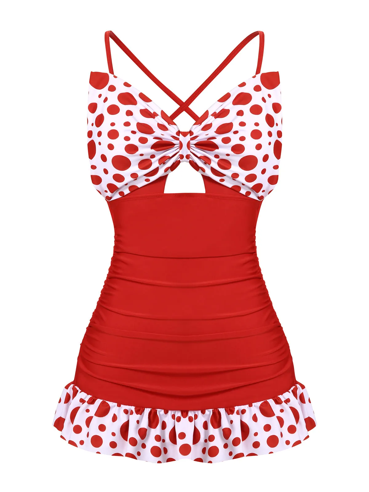 1930s Polka Dot Bowknot Patchwork Swimsuit sold by Retro Stage product image thumbnail 4