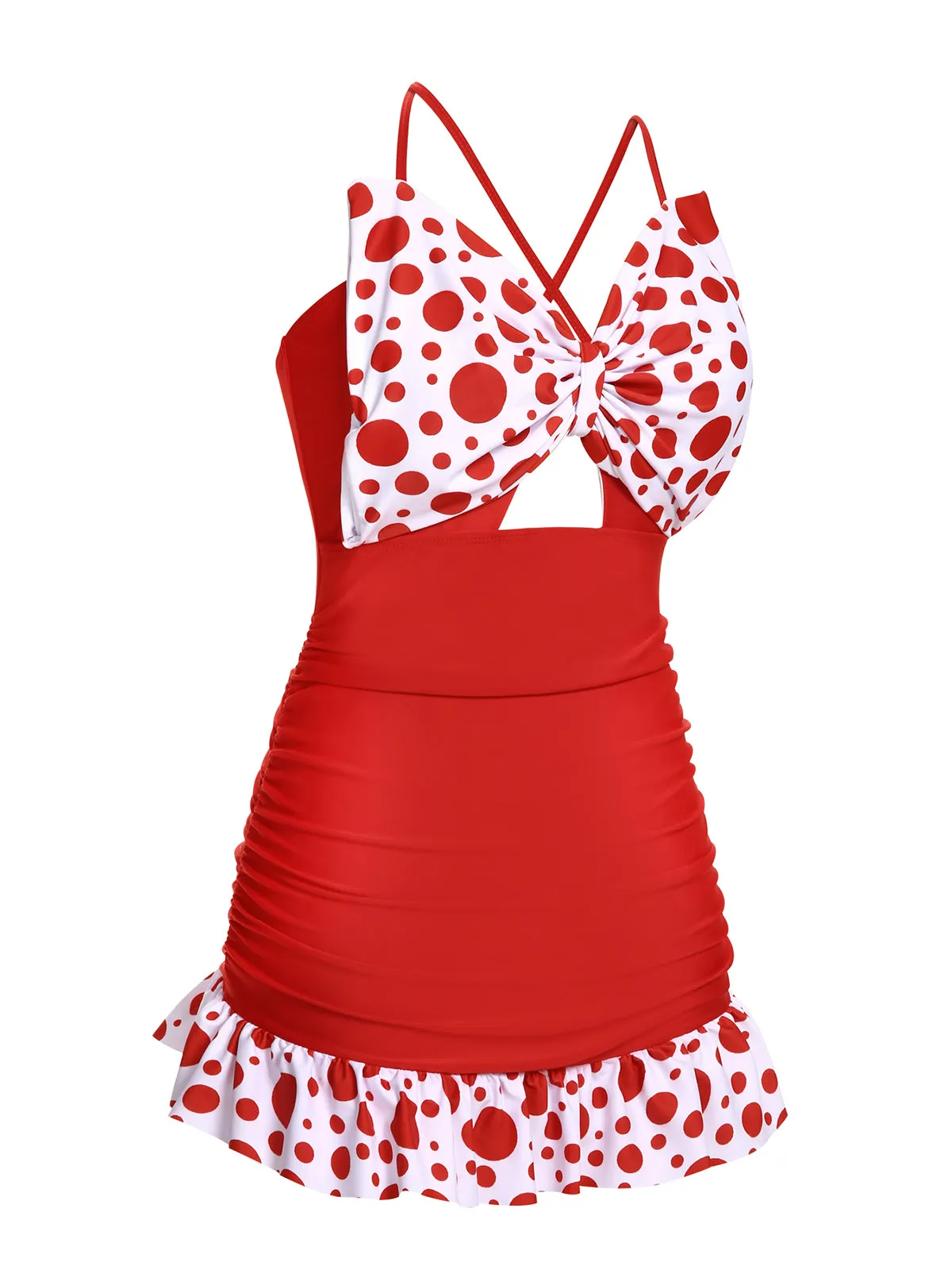 1930s Polka Dot Bowknot Patchwork Swimsuit sold by Retro Stage product image thumbnail 5