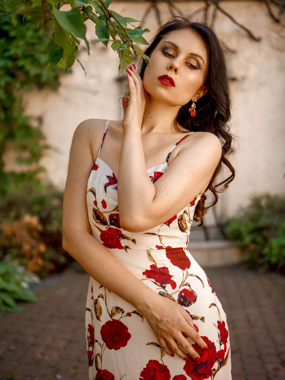 1960s Rose Suspender Pencil Dress sold by Retro Stage product image thumbnail 3