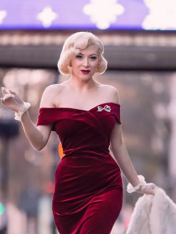 Wine Red 1960s Velvet Bodycon Dress sold by Retro Stage