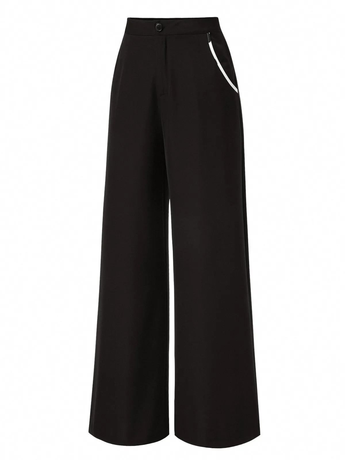 Black 1950s Contrast Trim Straight-Leg Pants sold by Retro Stage product image thumbnail 3