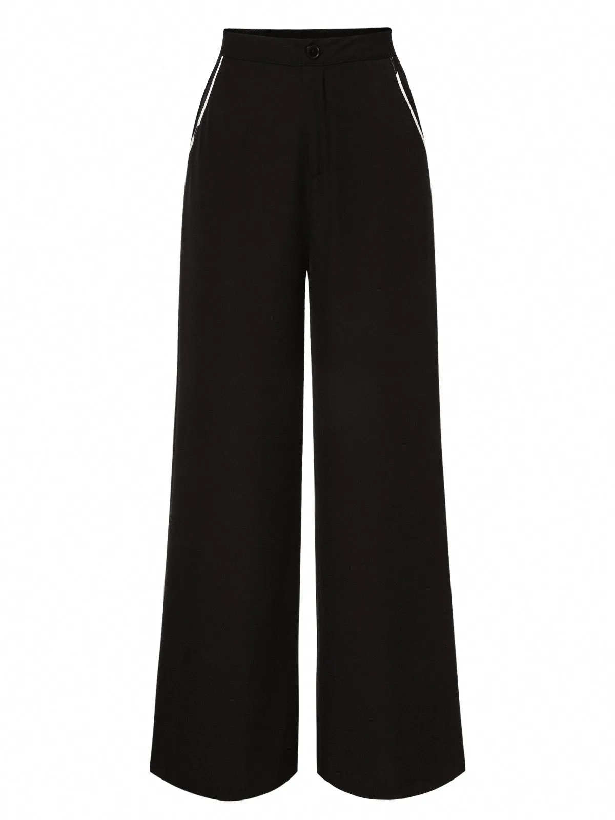 Black 1950s Contrast Trim Straight-Leg Pants sold by Retro Stage product image thumbnail 2