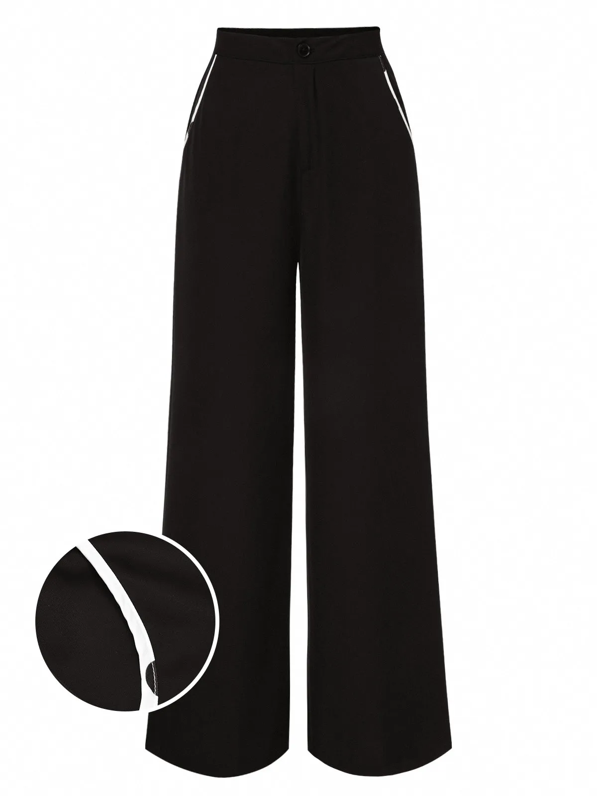 Black 1950s Contrast Trim Straight-Leg Pants sold by Retro Stage