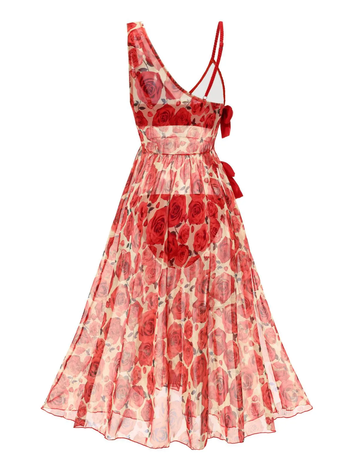 2PCS Red 1960s Glitter Ring Bikini Set & Roses Cover-Up sold by Retro Stage product image thumbnail 4