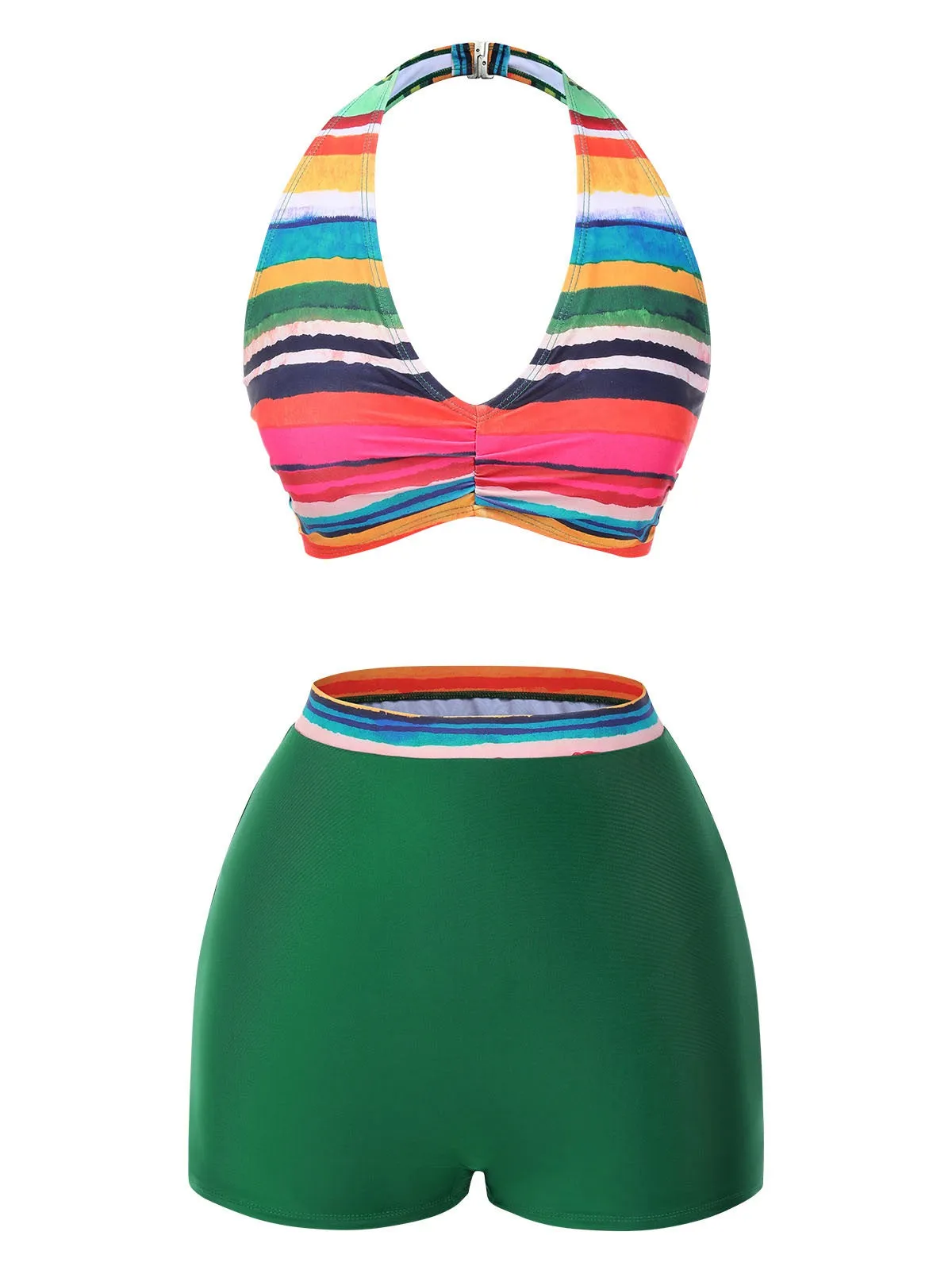 Multicolor 1970s Boho Stripes Swimsuit With Cover-Up sold by Retro Stage product image thumbnail 5