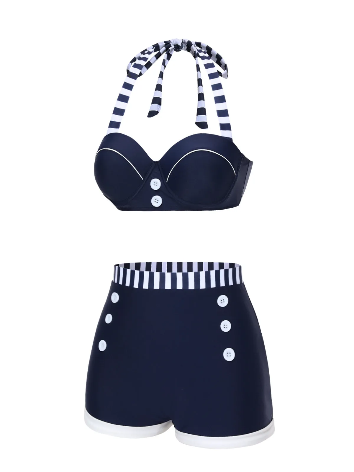 Blue 1940s Navy Style Patchwork Swimsuit sold by Retro Stage product image thumbnail 4