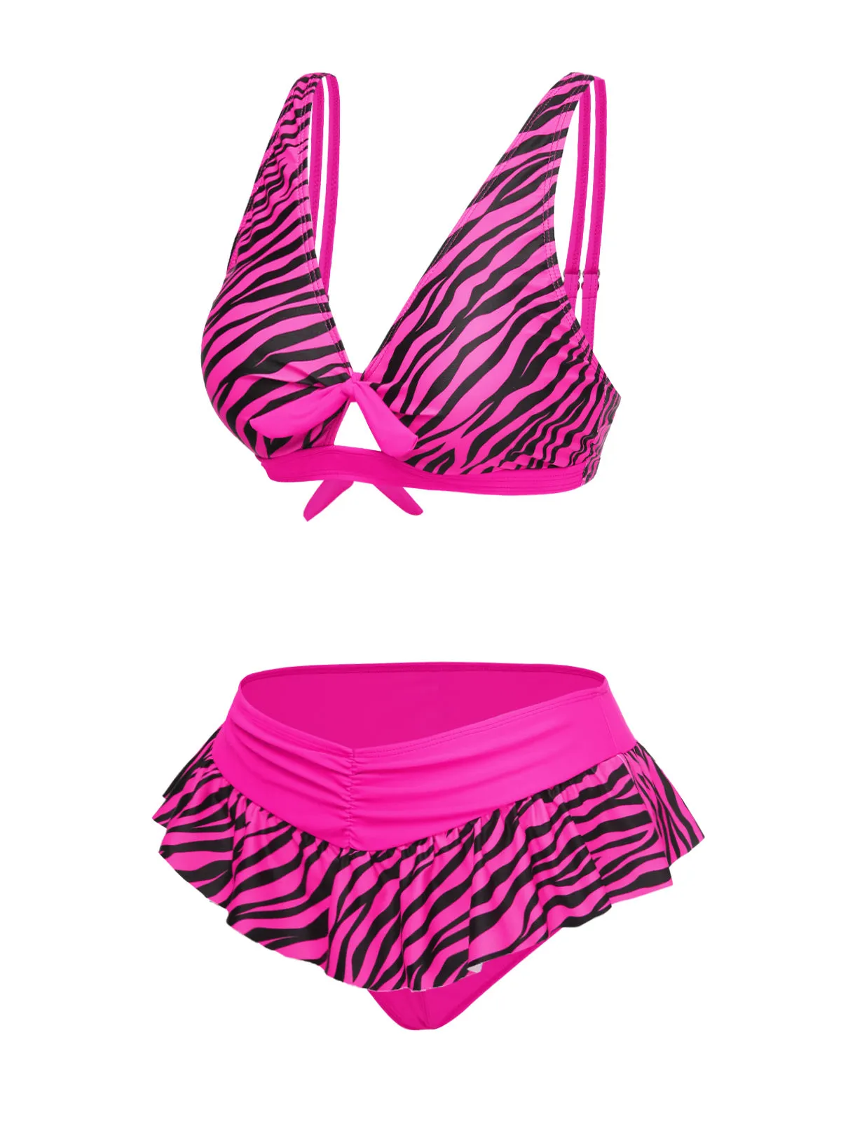 Pink 1950s Strap Zebra Print Bikini Set sold by Retro Stage product image thumbnail 3
