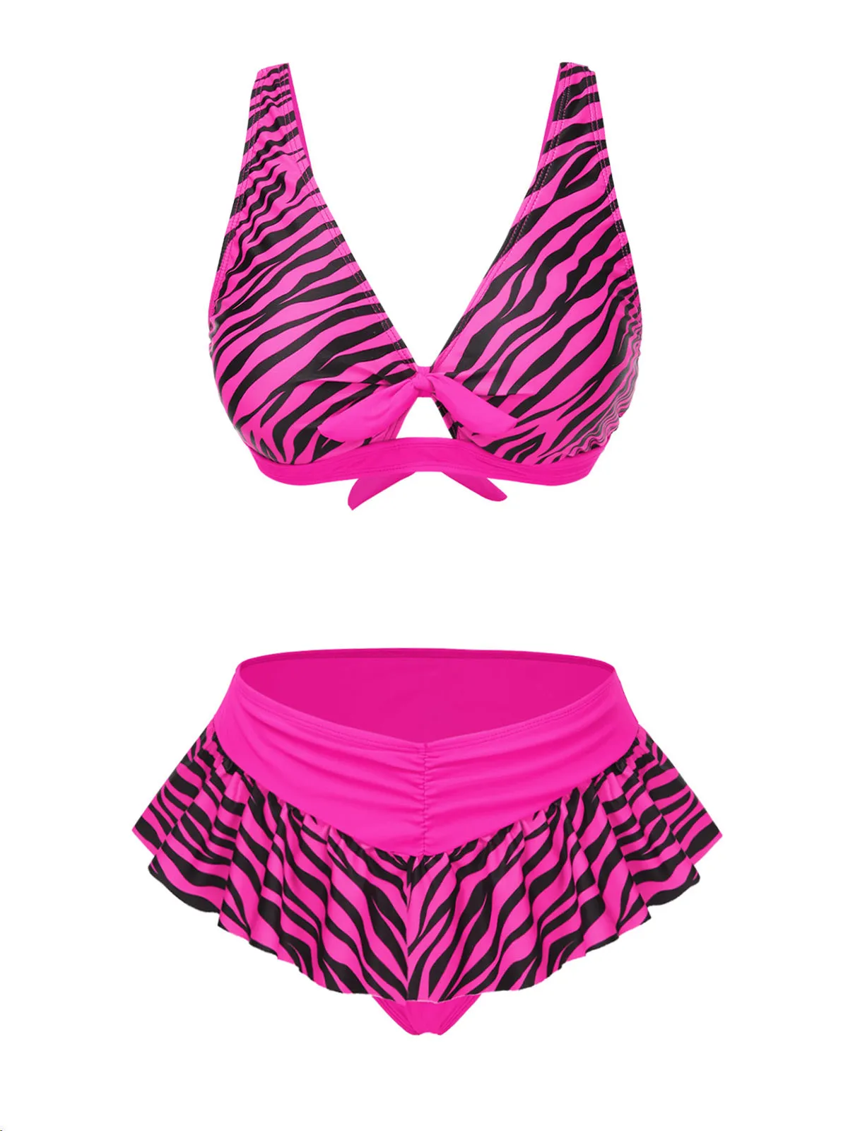 Pink 1950s Strap Zebra Print Bikini Set sold by Retro Stage product image thumbnail 2