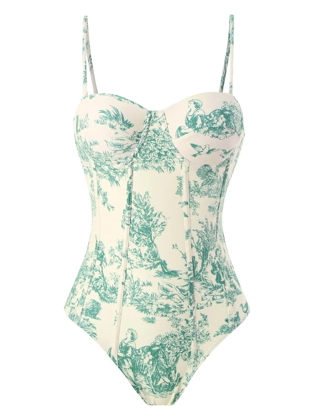 1960s Vintage Ink Floral Swimsuit & Cover-Up sold by Retro Stage product image thumbnail 2