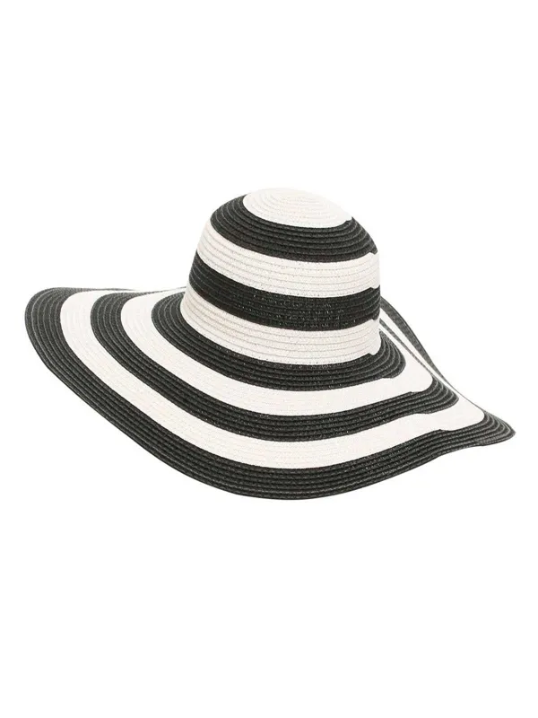 Contrast Stripes Wide Brim Sun Hat sold by Retro Stage