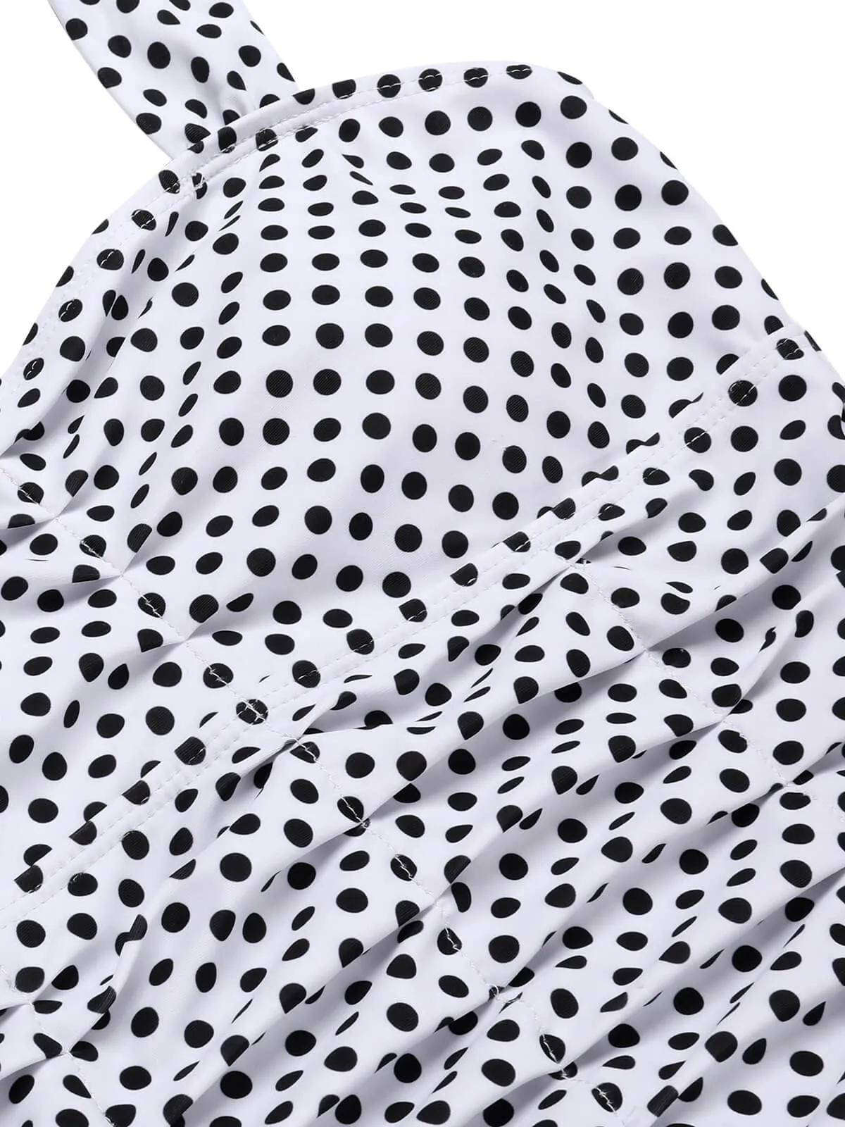 White 1940s Polka Dot Halter Skirted Swimsuit sold by Retro Stage product image thumbnail 3