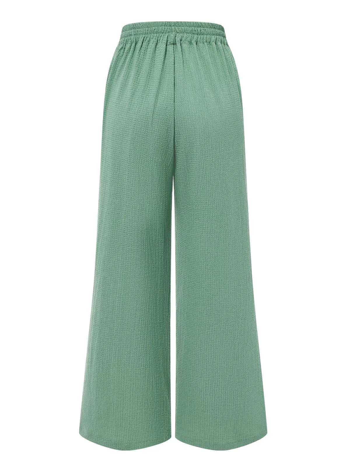 Green 1940s Solid Textured Wide-Leg Pants sold by Retro Stage product image thumbnail 2