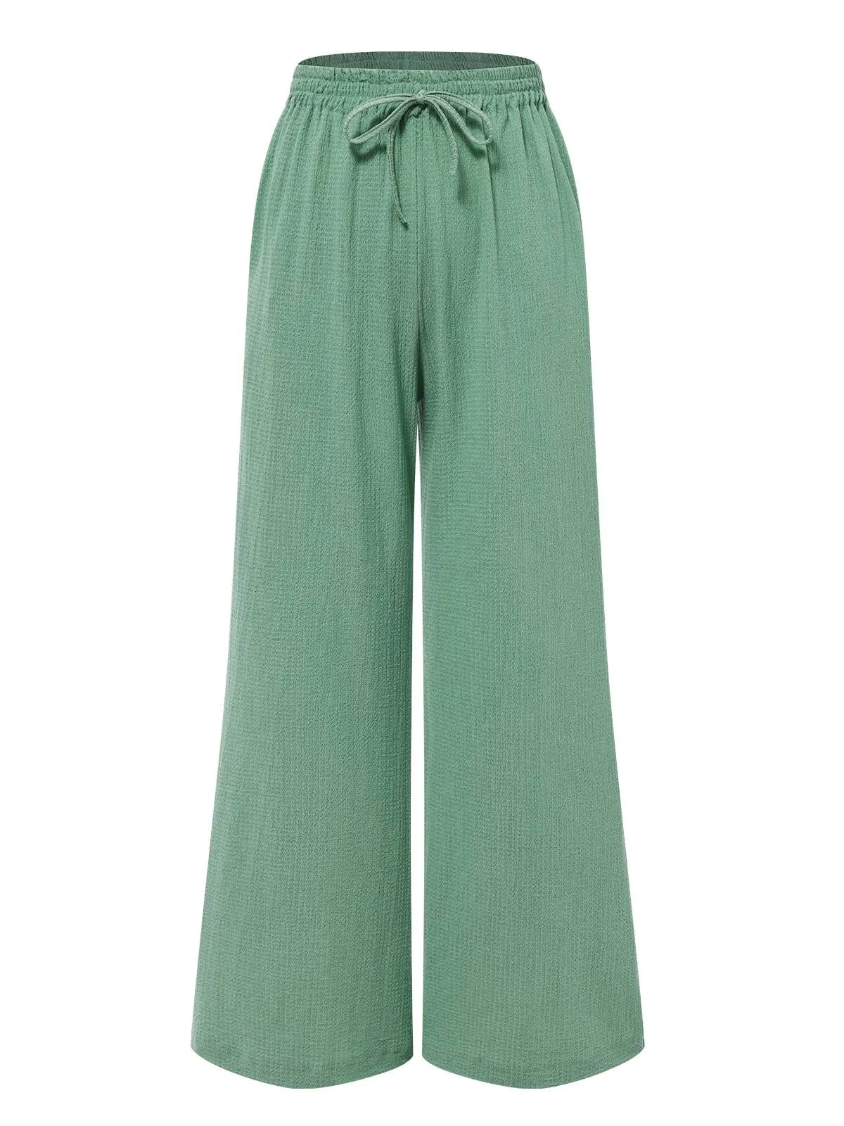 Green 1940s Solid Textured Wide-Leg Pants sold by Retro Stage