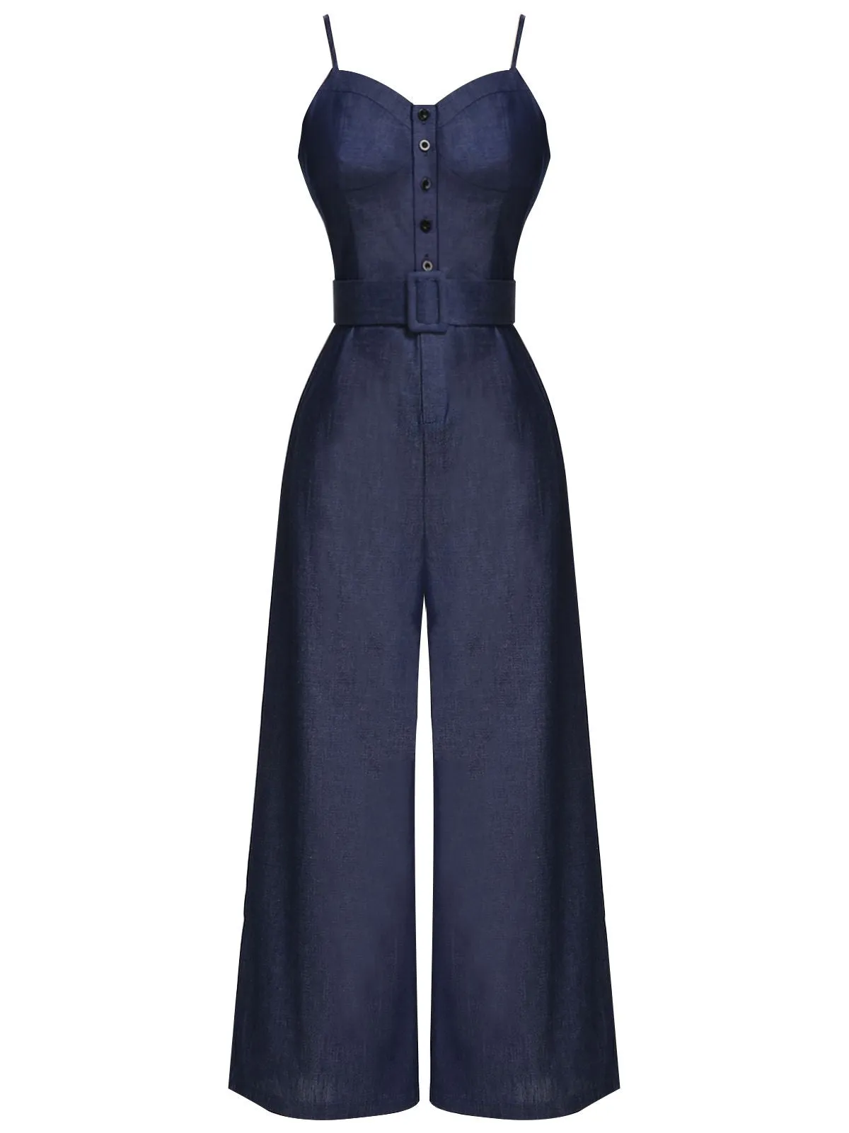 Navy Blue 1930s Cowboy Solid Strap Jumpsuit sold by Retro Stage product image thumbnail 3