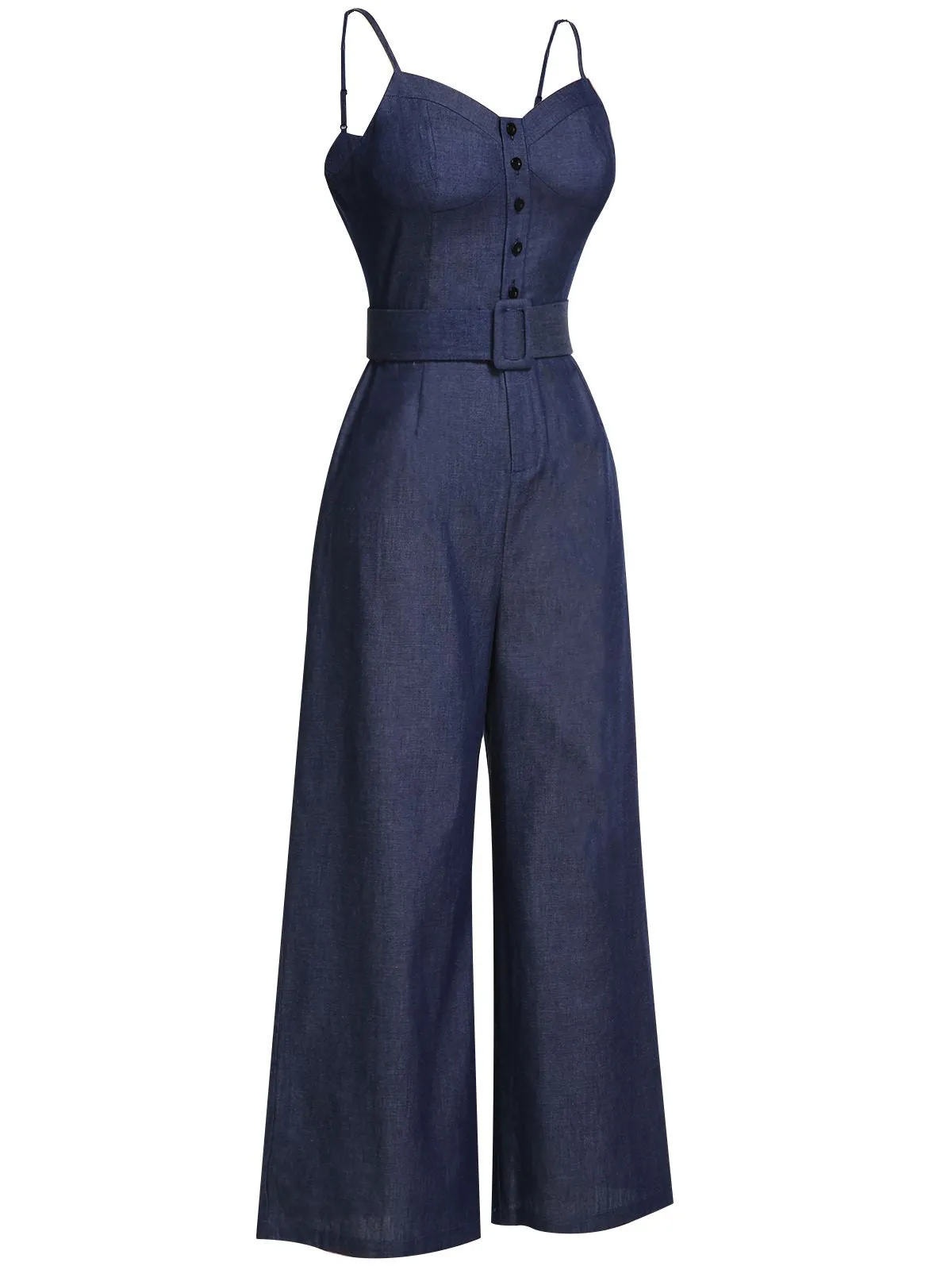 Navy Blue 1930s Cowboy Solid Strap Jumpsuit sold by Retro Stage product image thumbnail 4