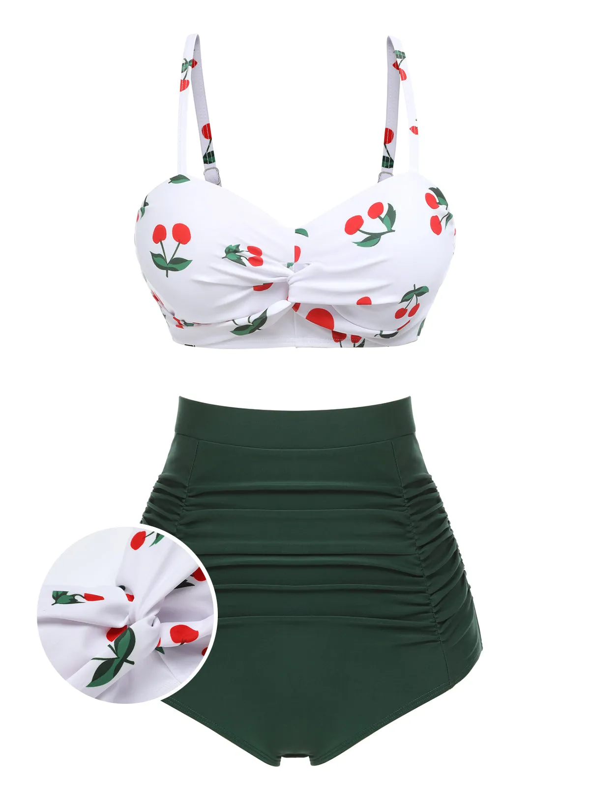 2PCS 1950s Cherry Spaghetti Strap Bikini Set sold by Retro Stage product image thumbnail 3
