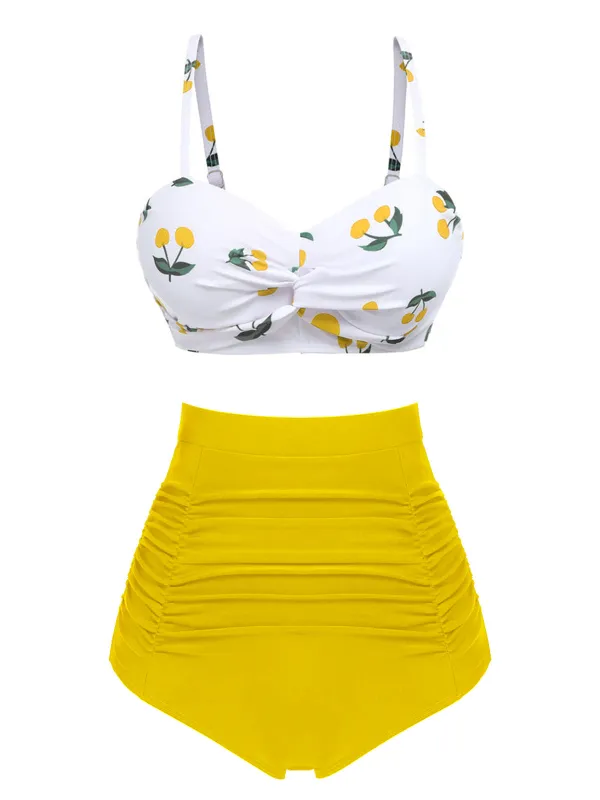 2PCS 1950s Cherry Spaghetti Strap Bikini Set sold by Retro Stage