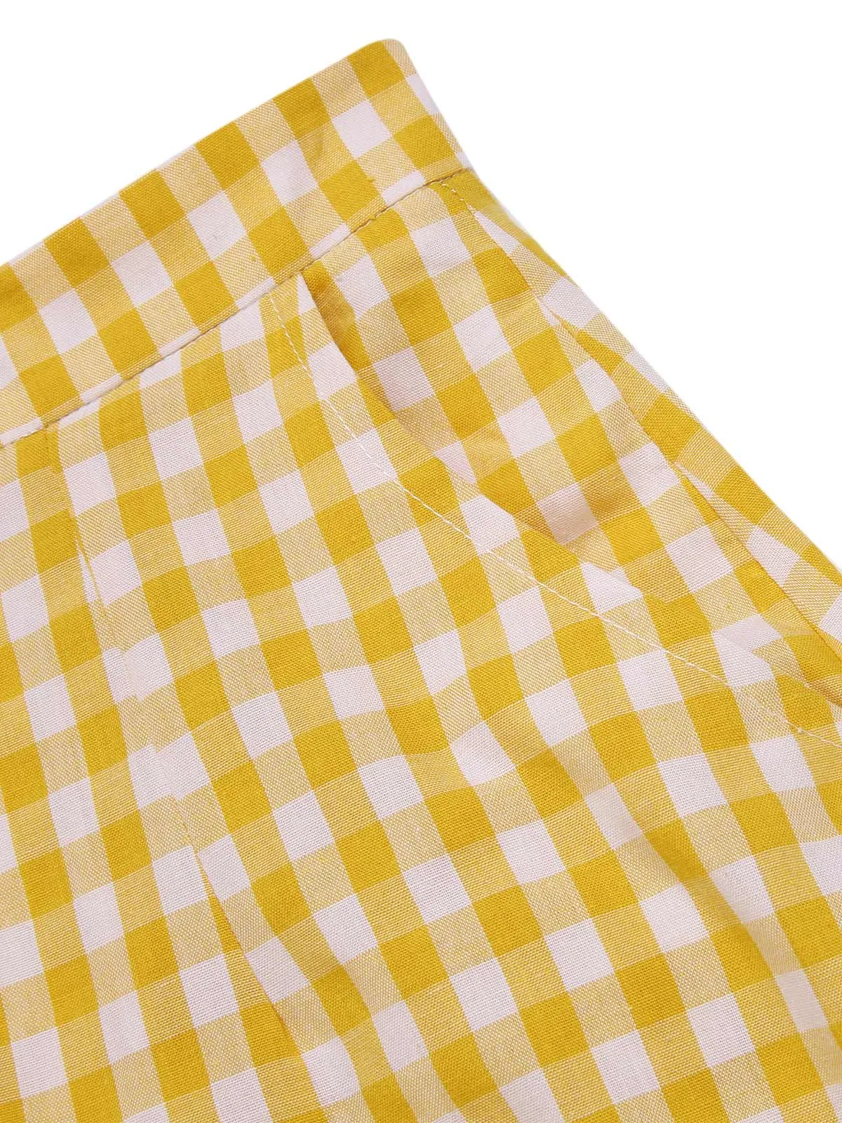 Yellow 1960s Ruffles Plaid Skirt sold by Retro Stage product image thumbnail 5