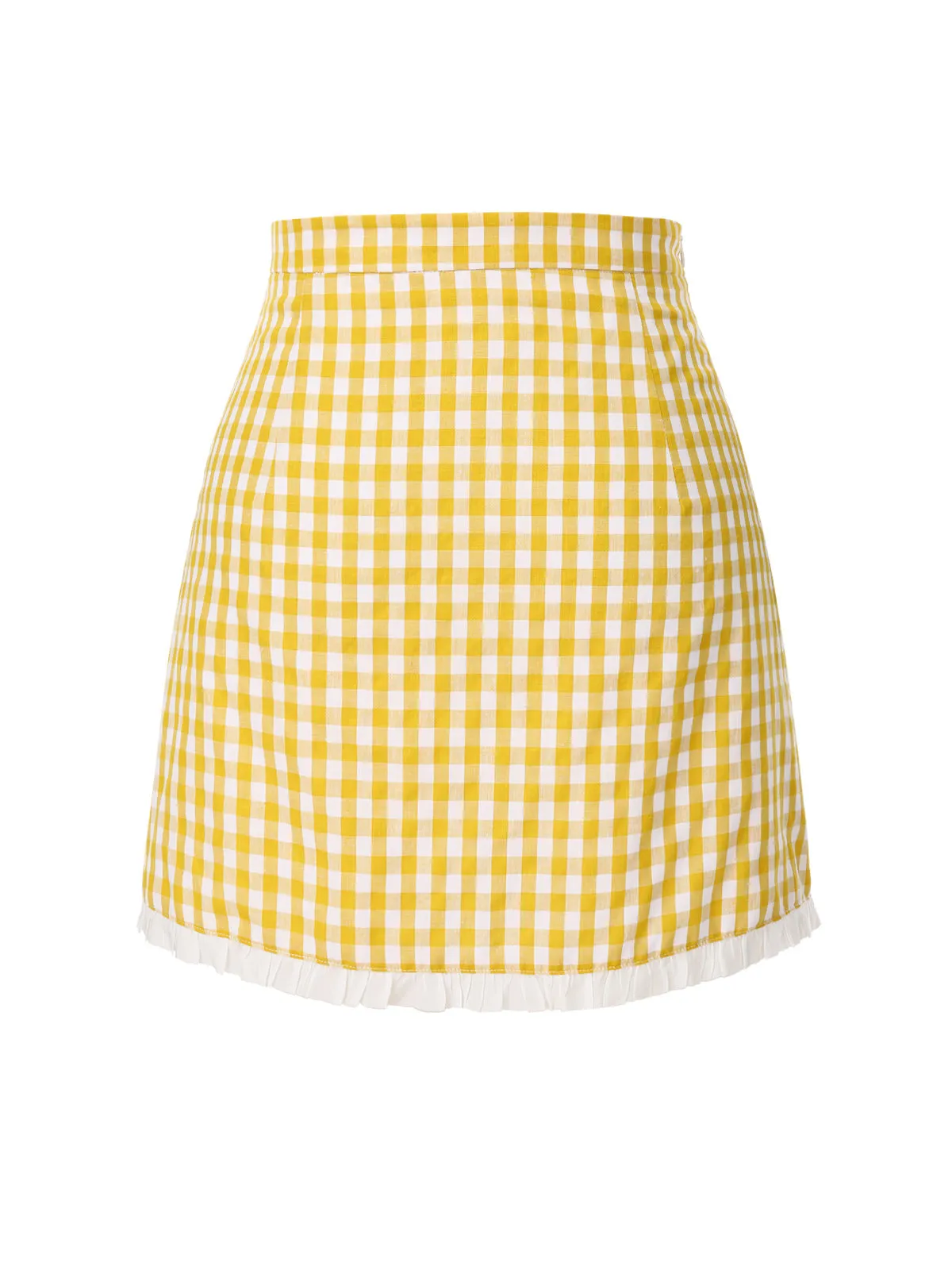 Yellow 1960s Ruffles Plaid Skirt sold by Retro Stage product image thumbnail 4