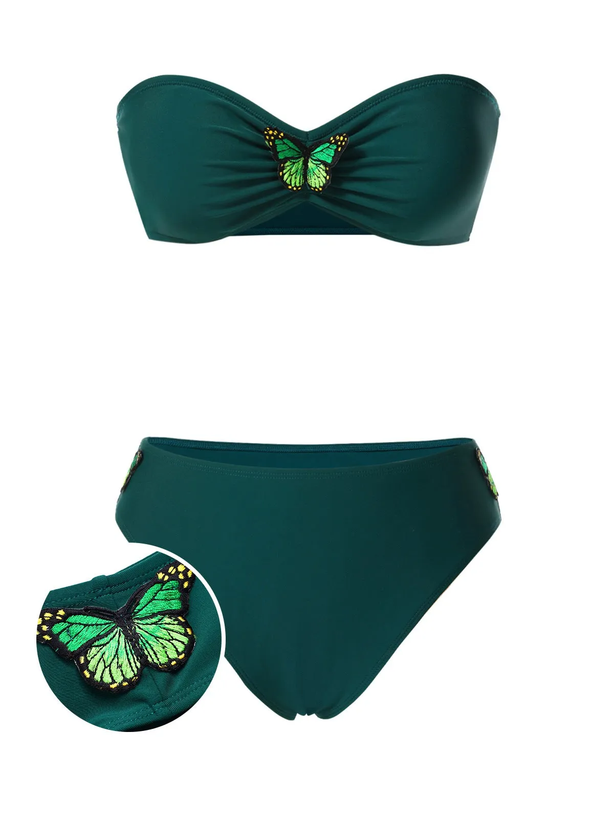 Green 1960s 3D Butterfly Bandeau Bikini Set sold by Retro Stage