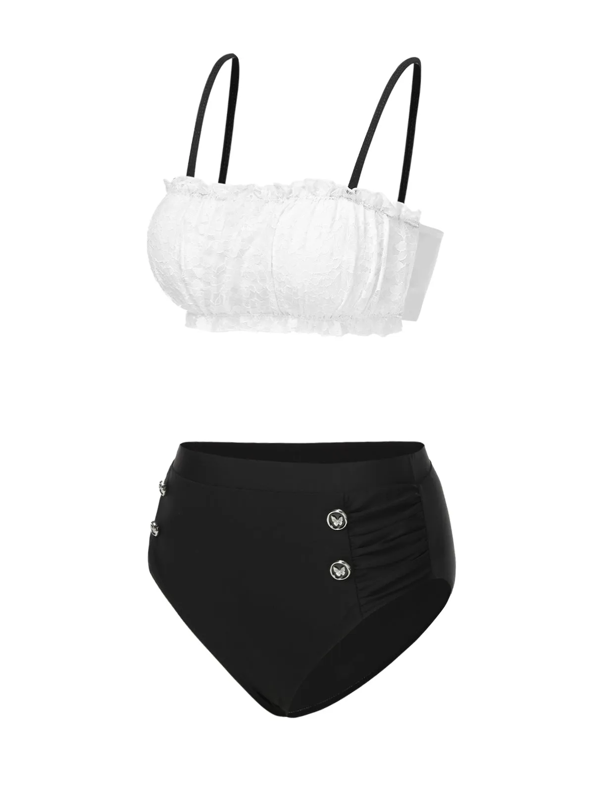 Black & White 1930s Colorblock Lace Bikini Set sold by Retro Stage product image thumbnail 4