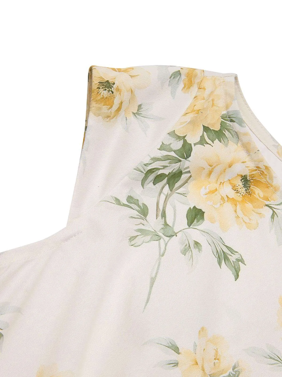 Yellow 1950s Boat Neck Antique Floral Dress sold by Retro Stage product image thumbnail 5