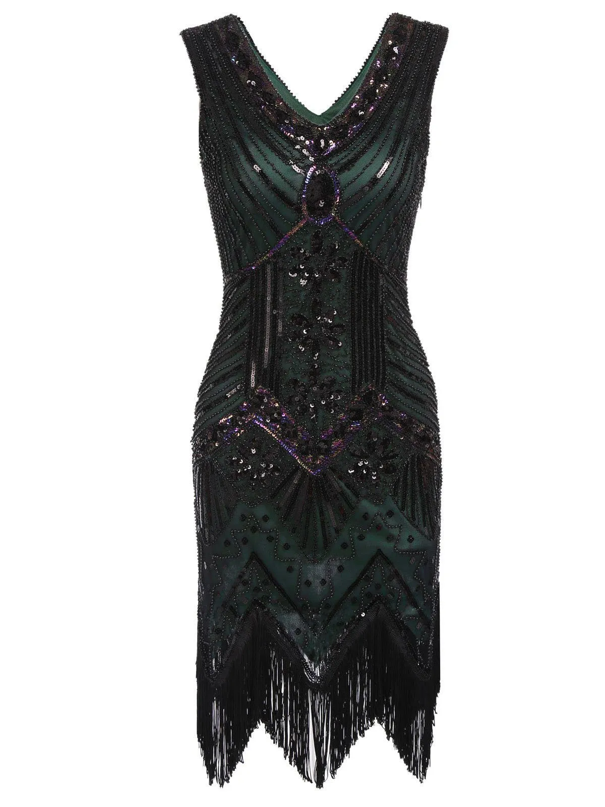 Dark Green 1920s Sequined Flapper Dress sold by Retro Stage product image thumbnail 5