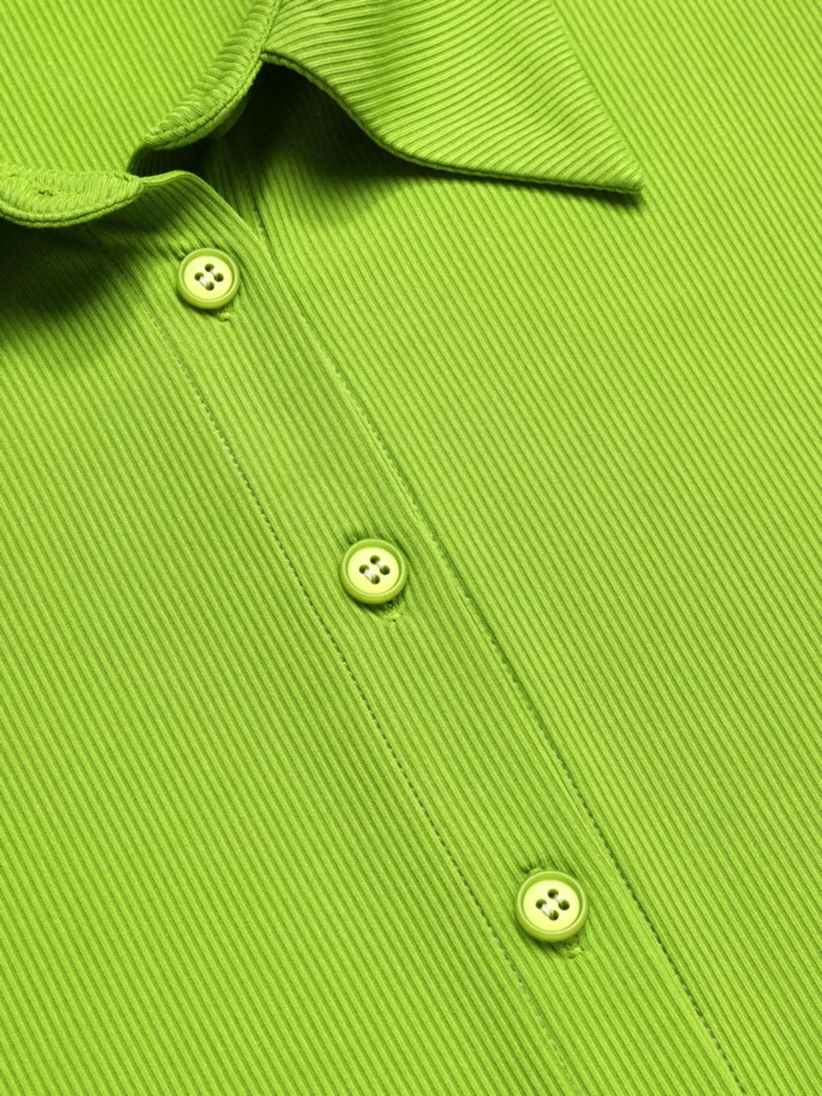 Green 1960s Lapel Knitted Solid Blouse sold by Retro Stage product image thumbnail 5