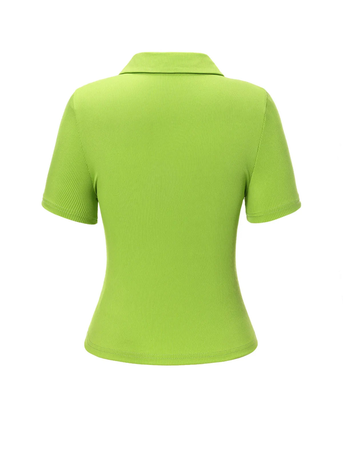 Green 1960s Lapel Knitted Solid Blouse sold by Retro Stage product image thumbnail 4