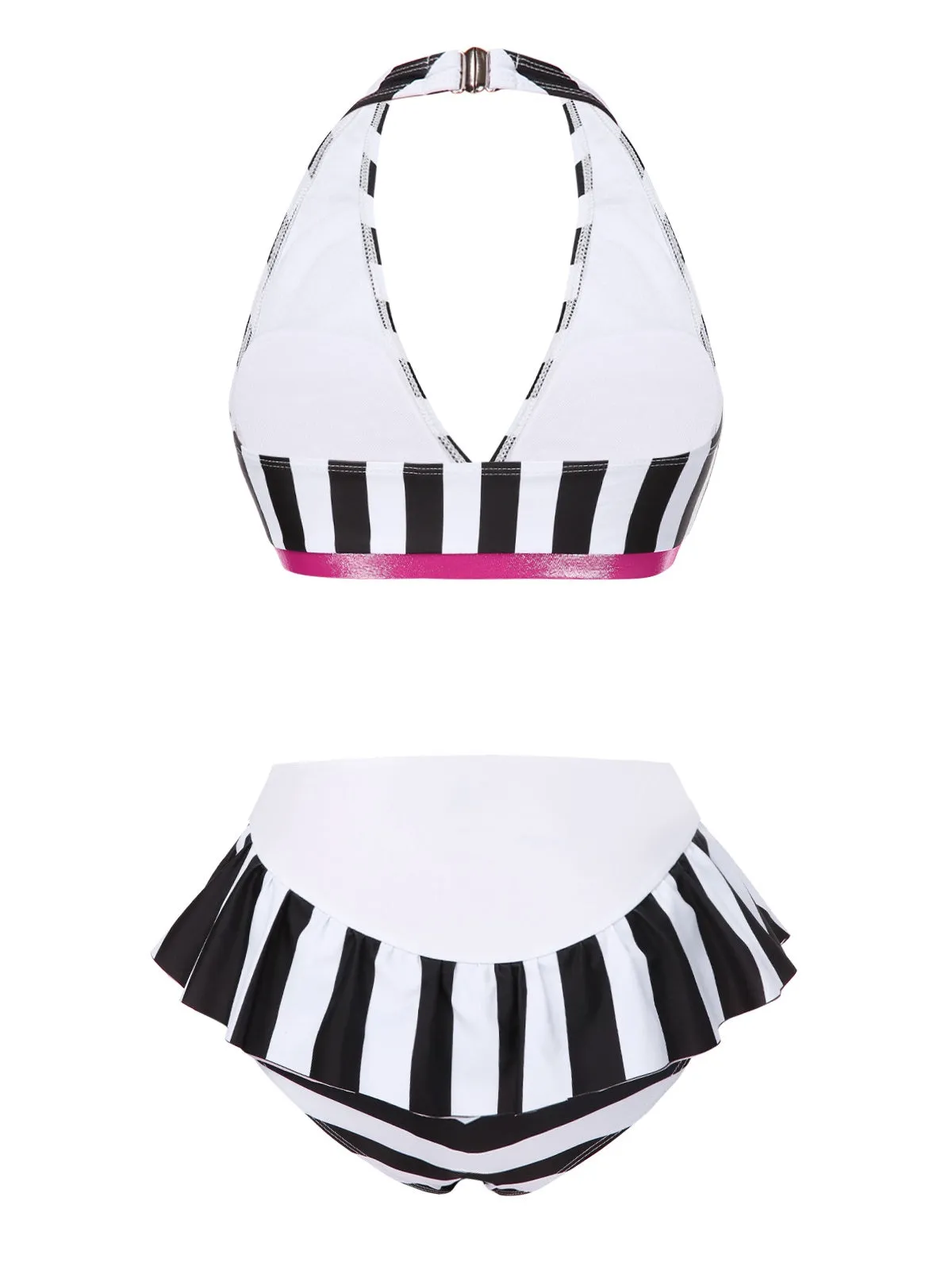 Black & White 1950s Stripe Bow Halter Bikini sold by Retro Stage product image thumbnail 4