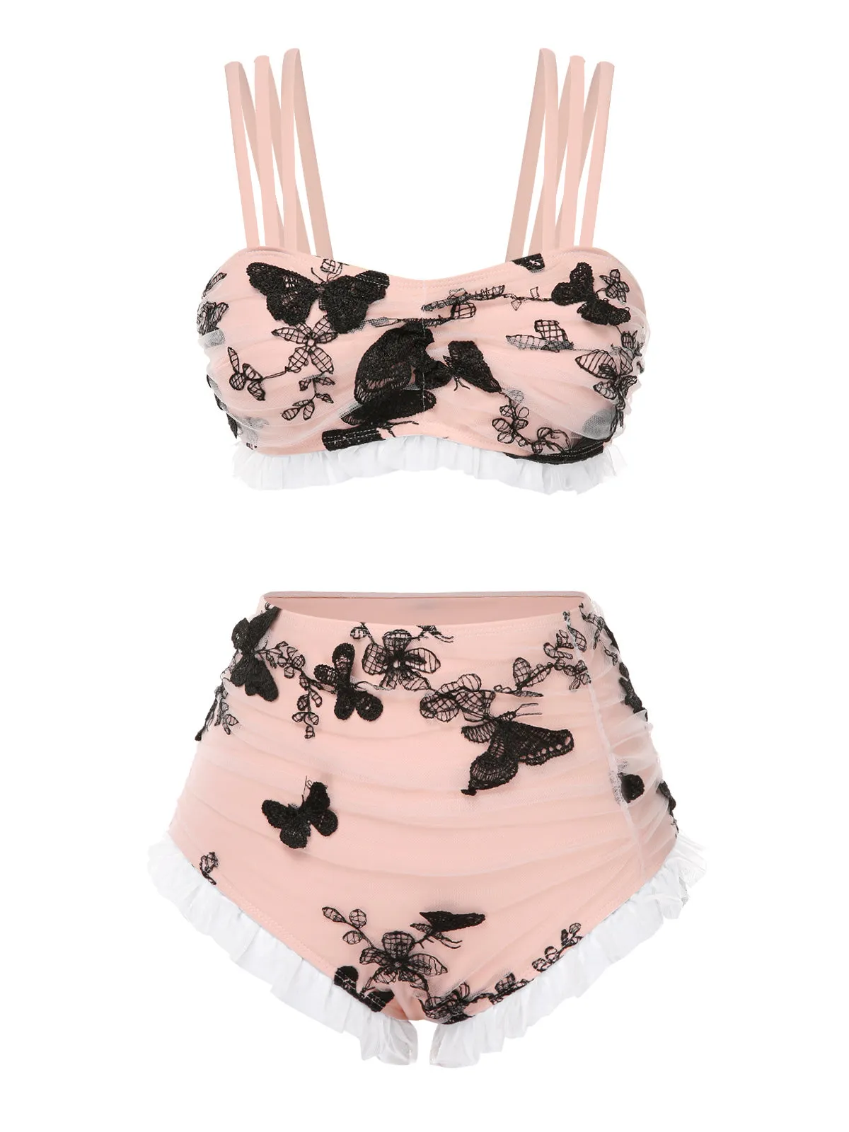 Beige 1950s Mesh Butterfly Tankini Set sold by Retro Stage product image thumbnail 2
