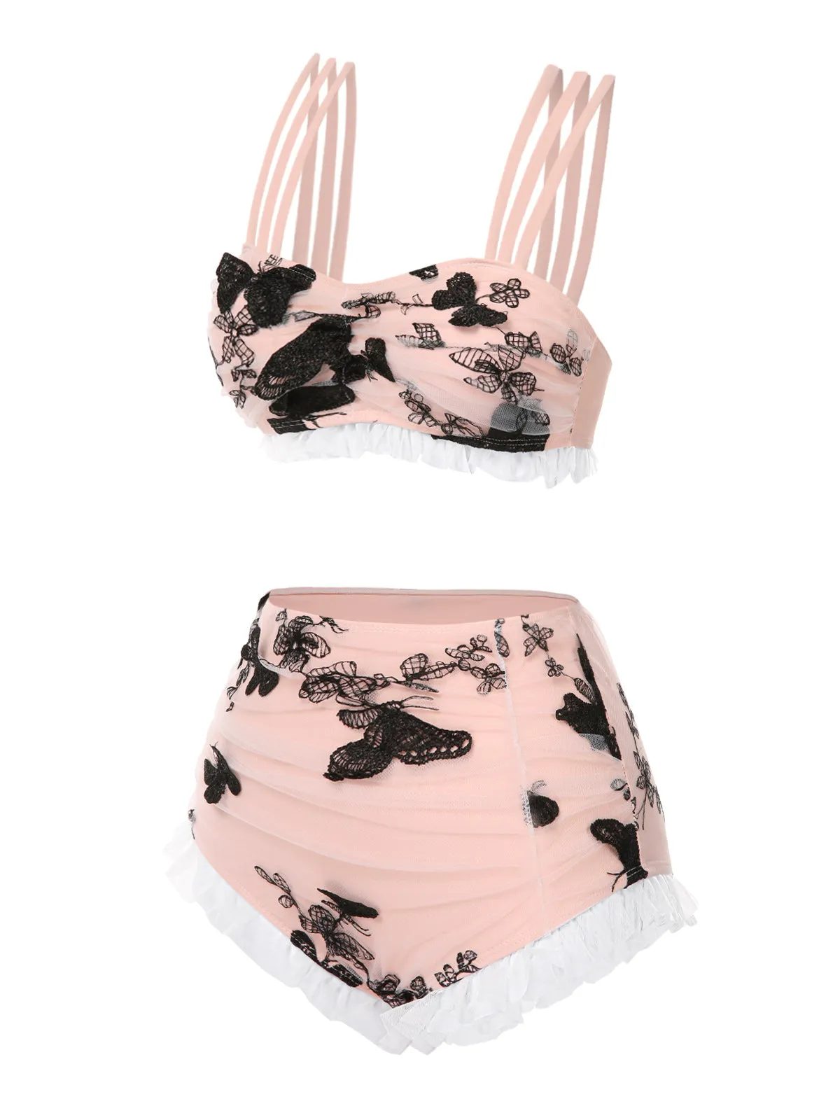 Beige 1950s Mesh Butterfly Tankini Set sold by Retro Stage product image thumbnail 3
