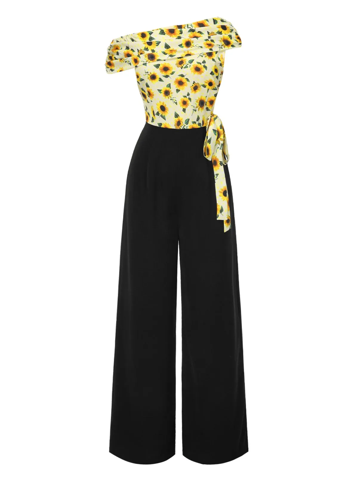 Yellow 1930s Sunflower Oblique Neck Jumpsuit sold by Retro Stage product image thumbnail 3