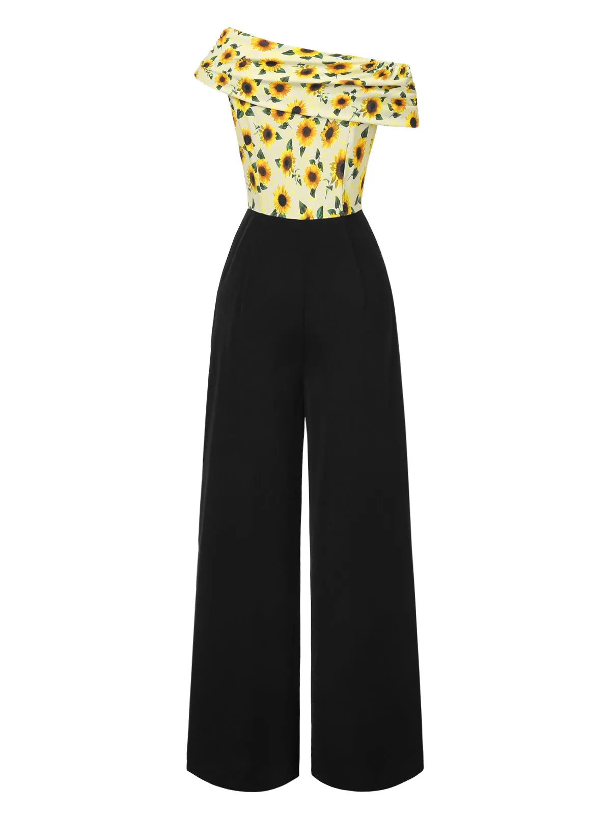 Yellow 1930s Sunflower Oblique Neck Jumpsuit sold by Retro Stage product image thumbnail 5