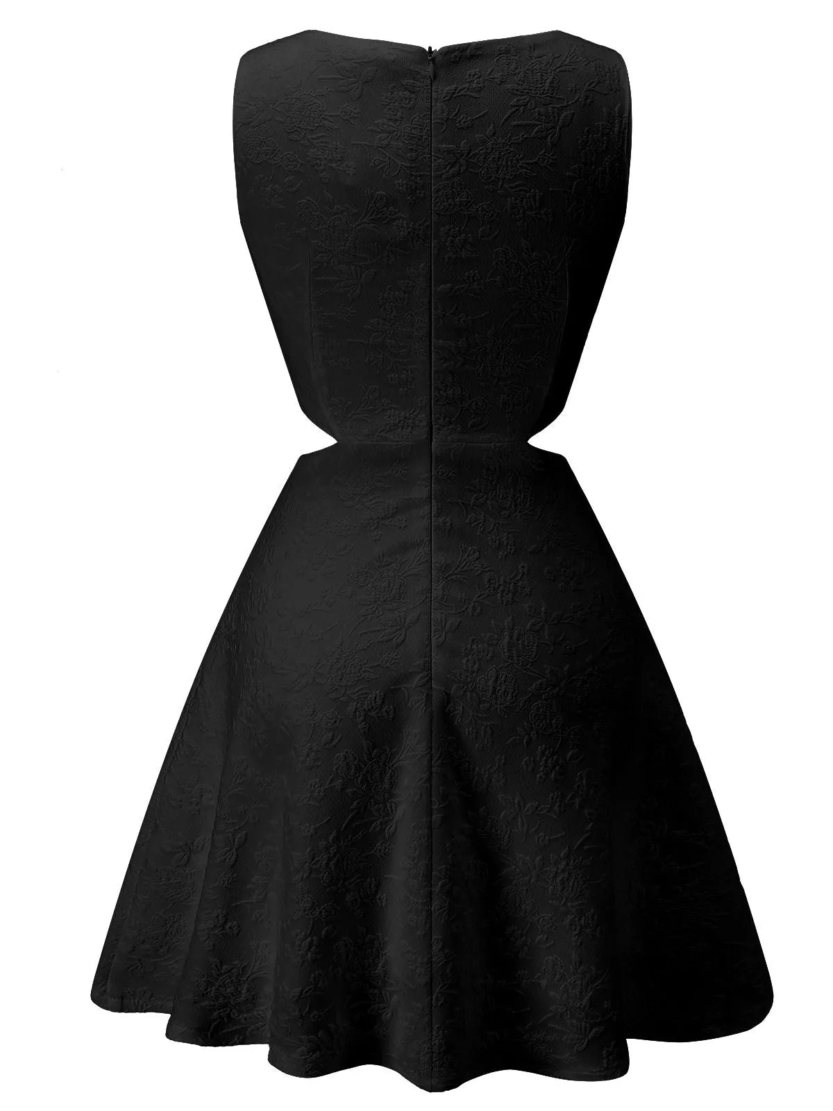 1960s Round Neck Solid Floral Sleeveless Dress sold by Retro Stage product image thumbnail 2