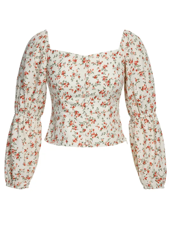 1960s Ditsy Floral Square Neck Blouse sold by Retro Stage