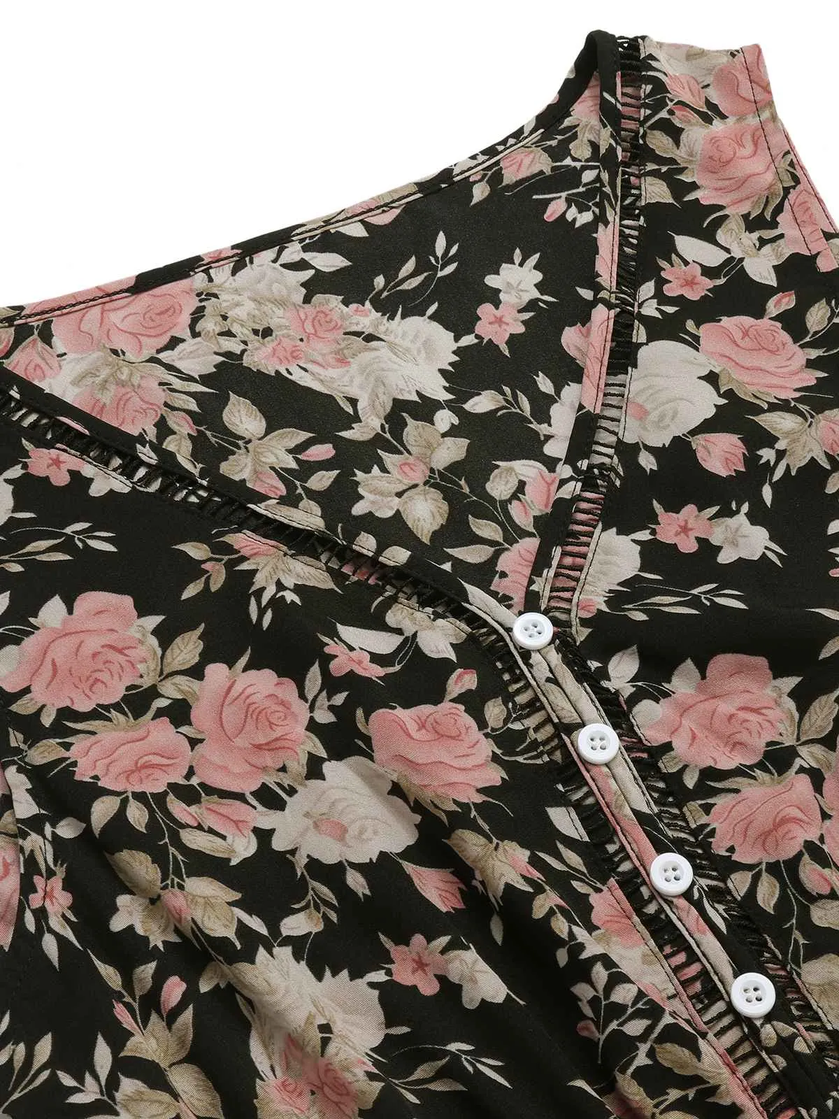 1930s V-Neck Floral Sleeveless Dress sold by Retro Stage product image thumbnail 5